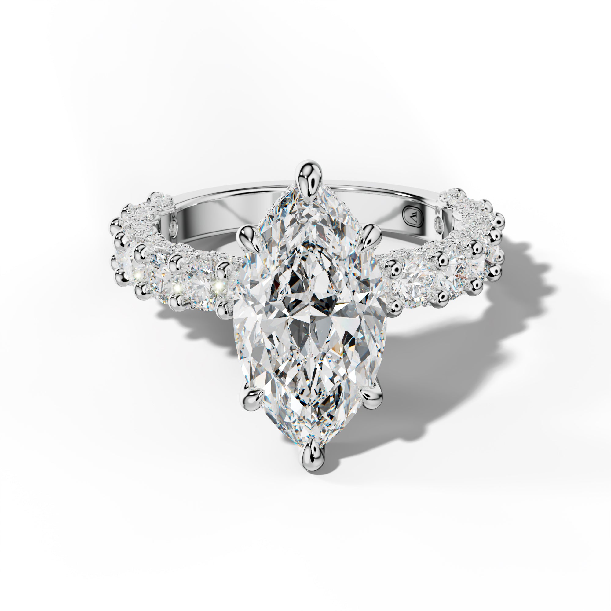 Savannah Marquise Diamond Engagement Ring With Accented Side Stones