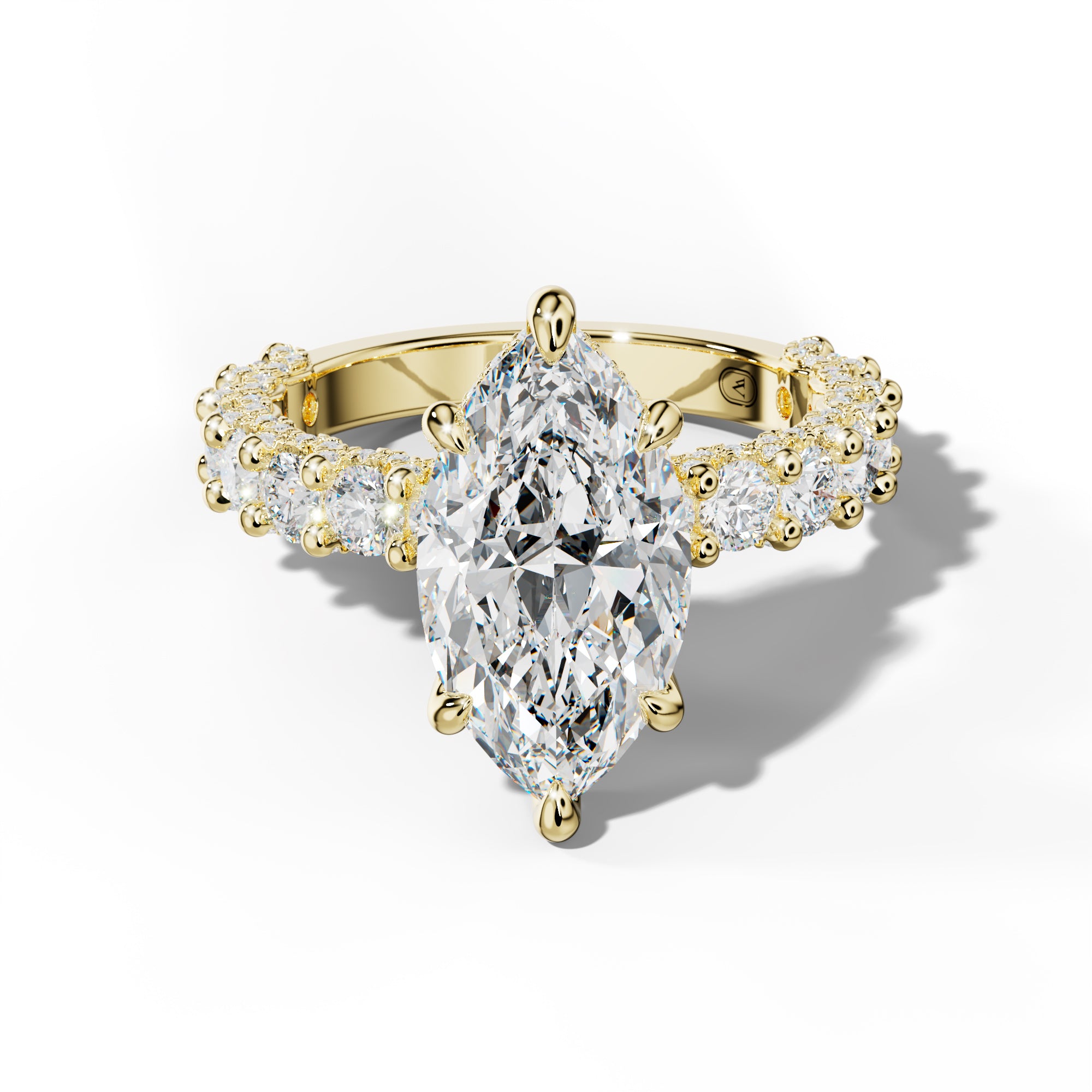 Savannah Marquise Diamond Engagement Ring With Accented Side Stones