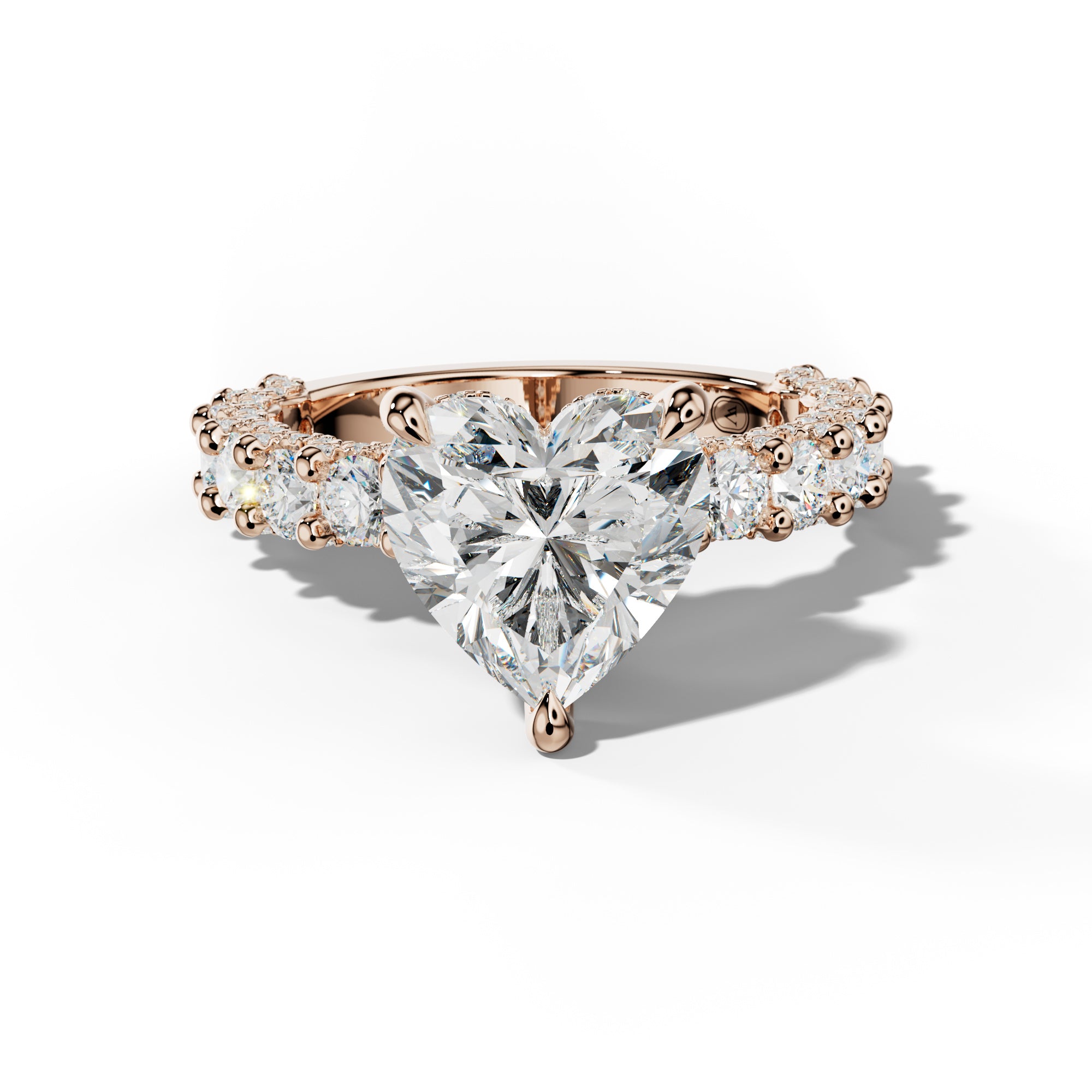 Savannah Heart Diamond Engagement Ring With Accented Side Stones