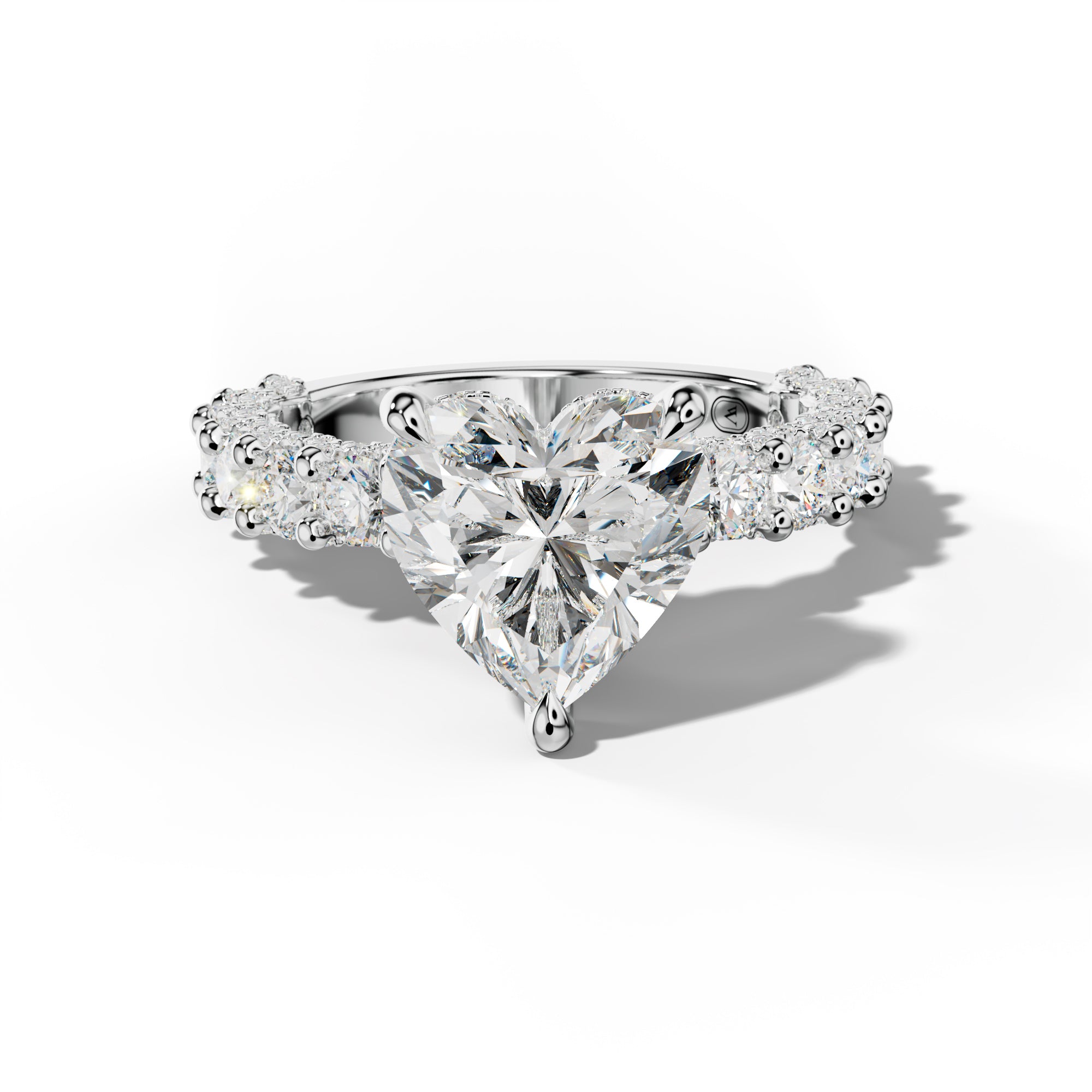 Savannah Heart Diamond Engagement Ring With Accented Side Stones