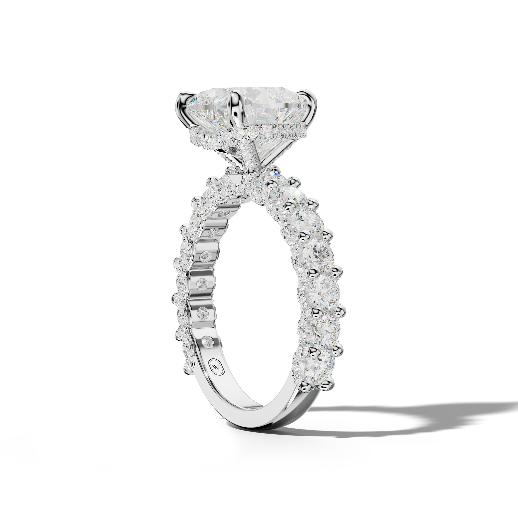 Savannah Heart Diamond Engagement Ring With Accented Side Stones