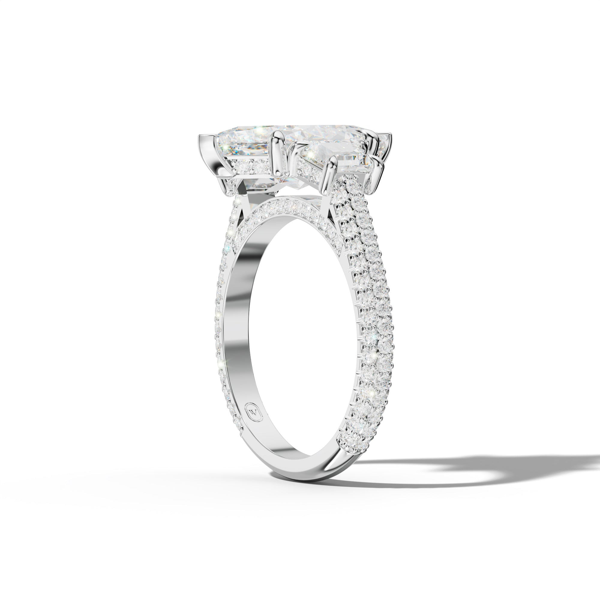 Vanessa Marquise Center Trapezoid Side Diamond Engagement Ring