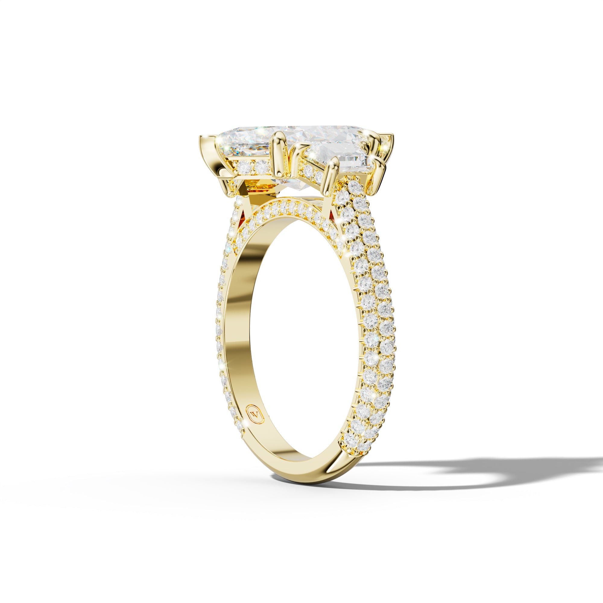 Vanessa Marquise Center Trapezoid Side Diamond Engagement Ring