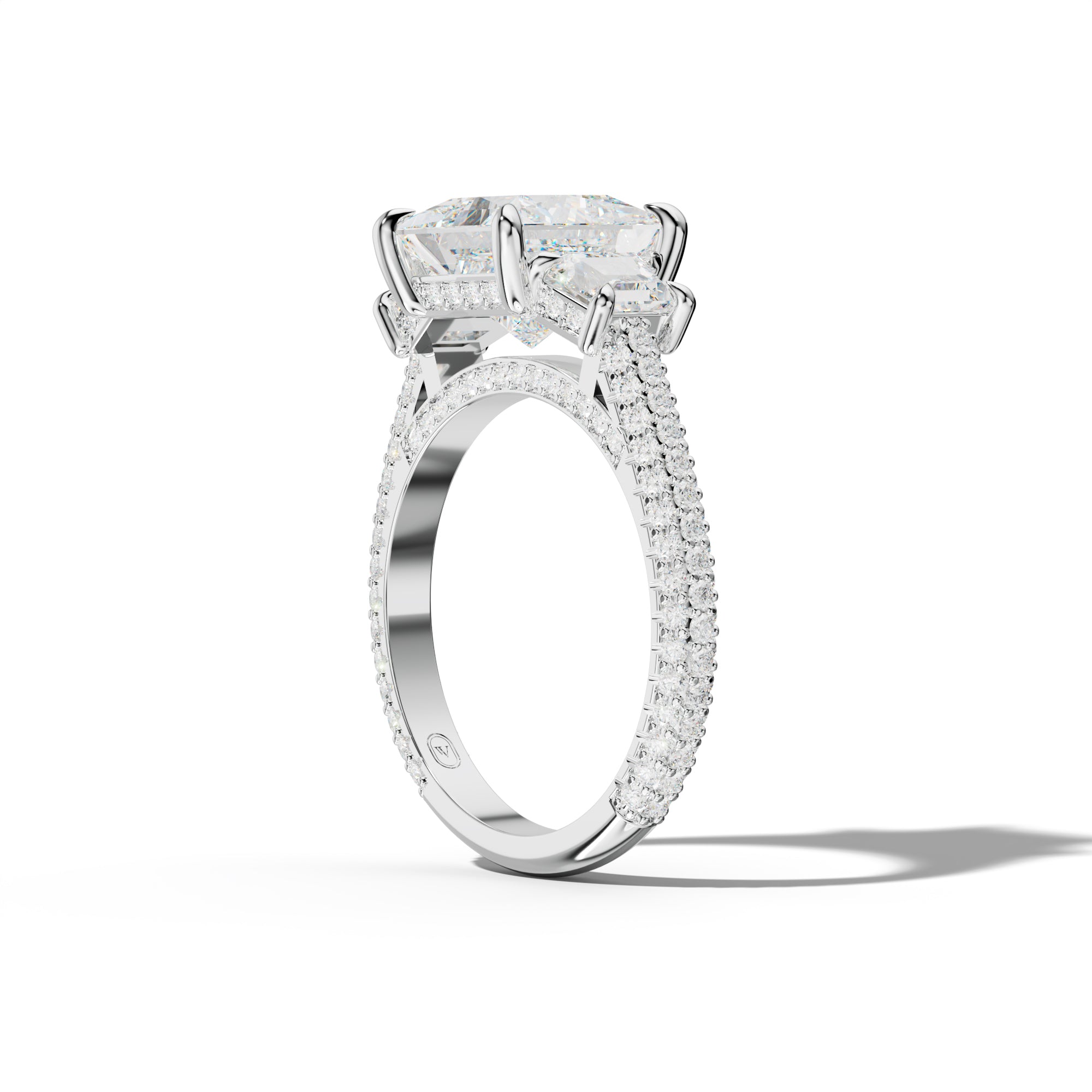 Vanessa Princess Center Trapezoid Side Diamond Engagement Ring