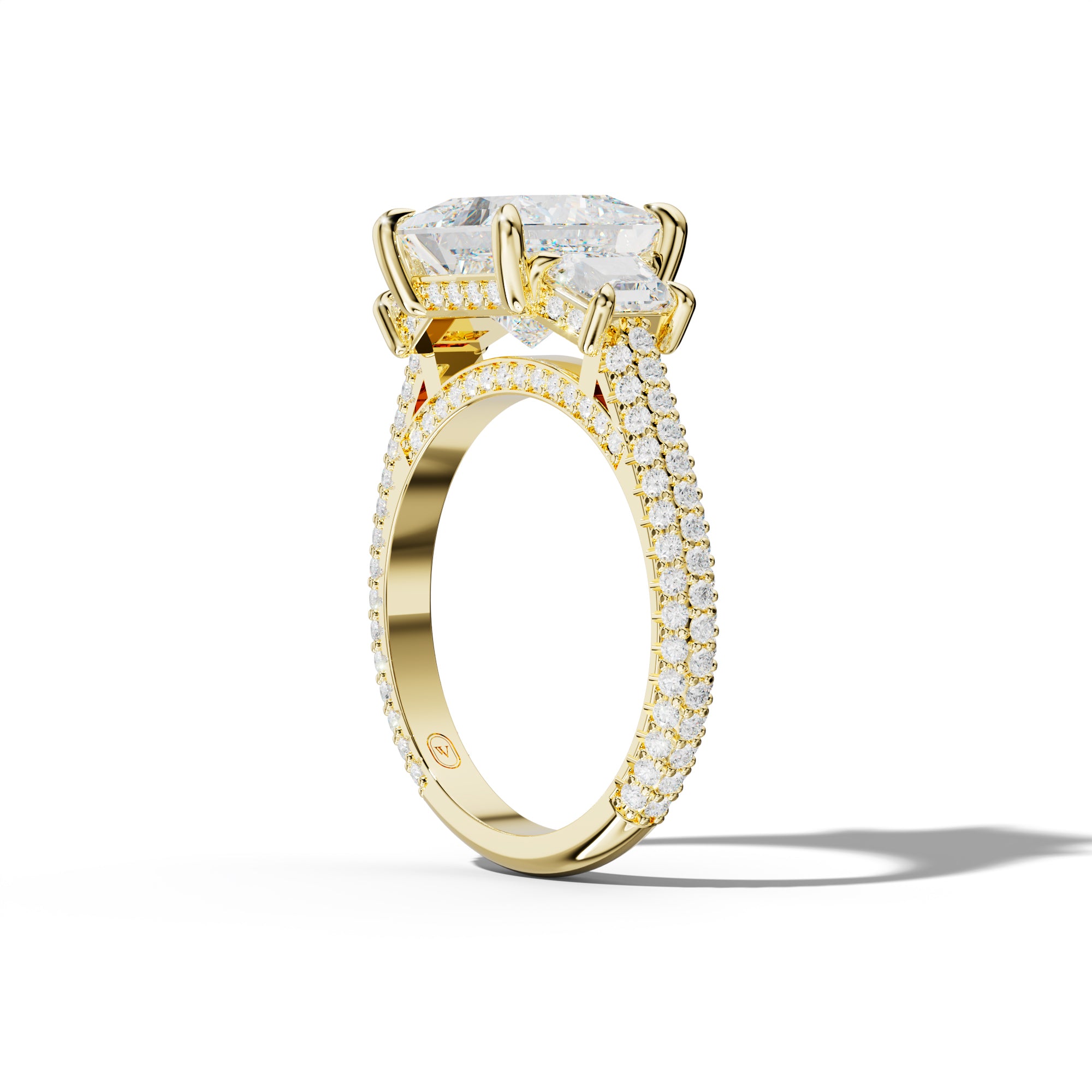 Vanessa Princess Center Trapezoid Side Diamond Engagement Ring