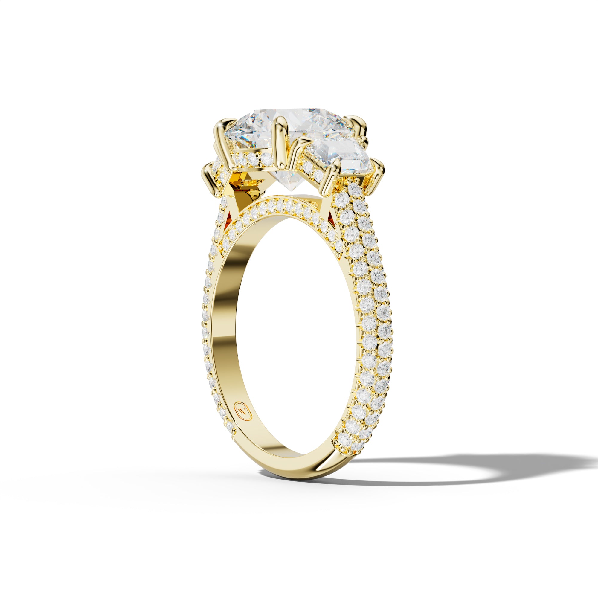 Vanessa Round Center Trapezoid Side Diamond Engagement Ring