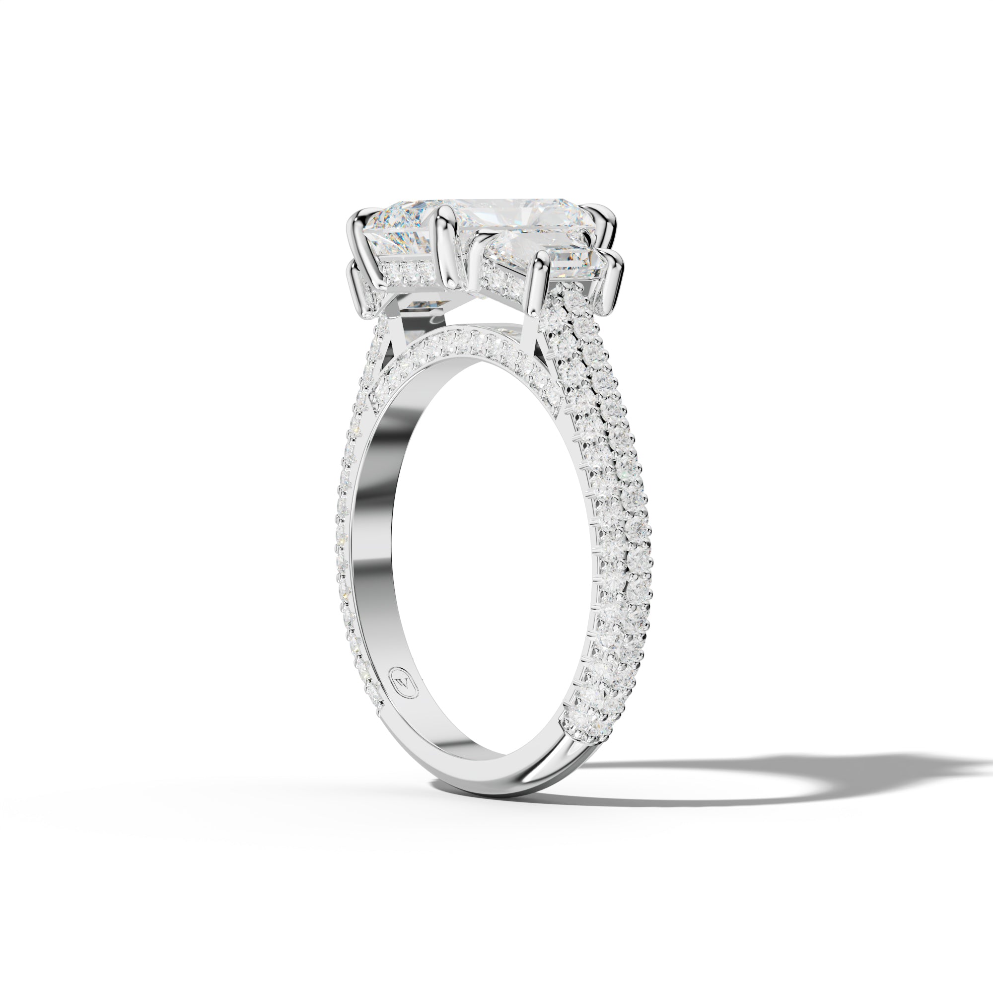Vanessa Radiant Center Trapezoid Side Diamond Engagement Ring