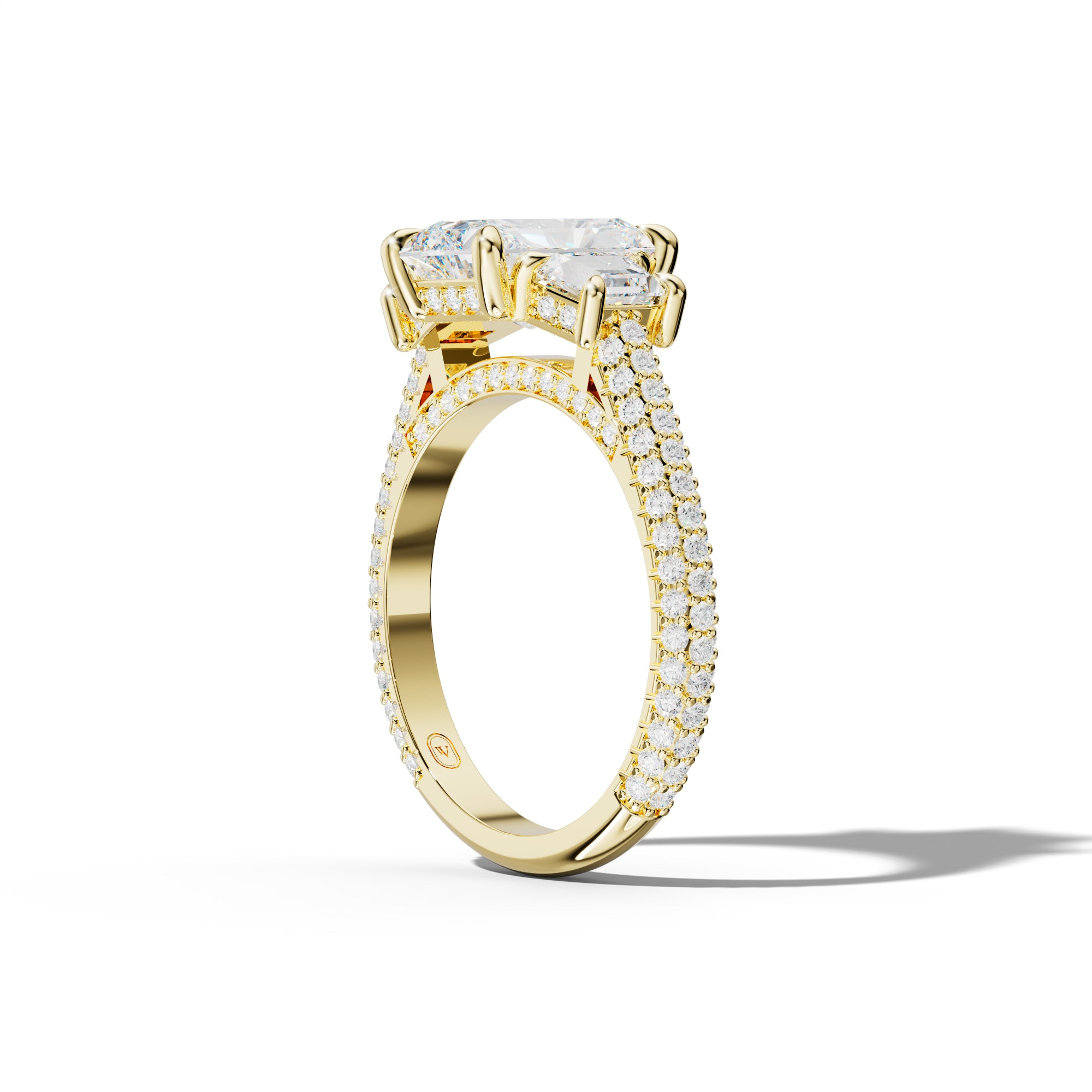Vanessa Radiant Center Trapezoid Side Diamond Engagement Ring