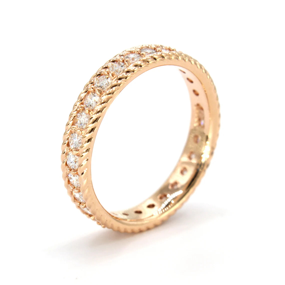 0.90 ct. Diamond Eternity Band, Rope Designed Edge Ring Vintage Inspired-VIRABYANI