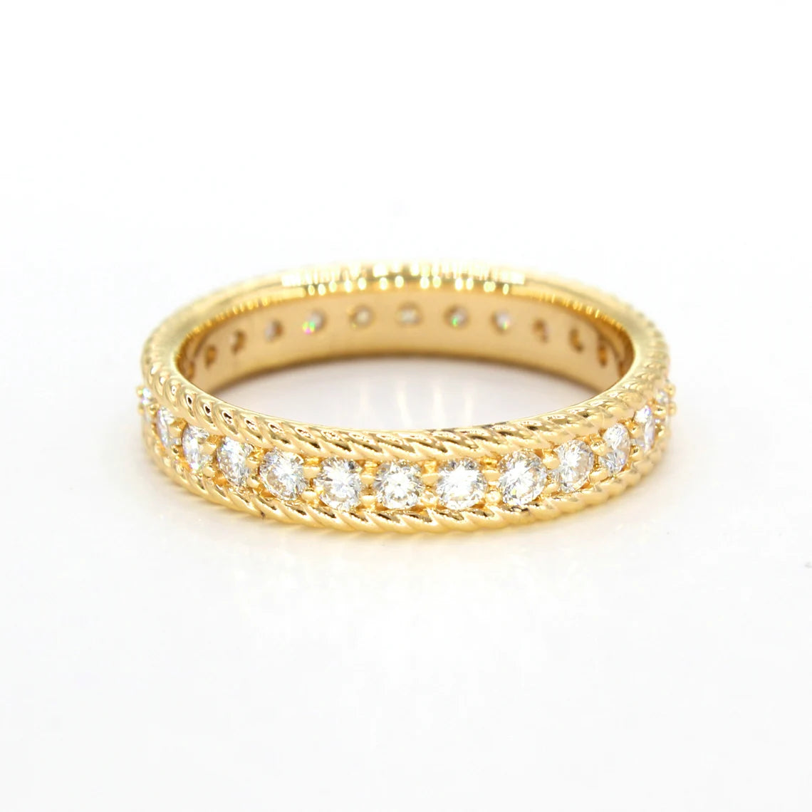 0.90 ct. Diamond Eternity Band, Rope Designed Edge Ring Vintage Inspired-VIRABYANI