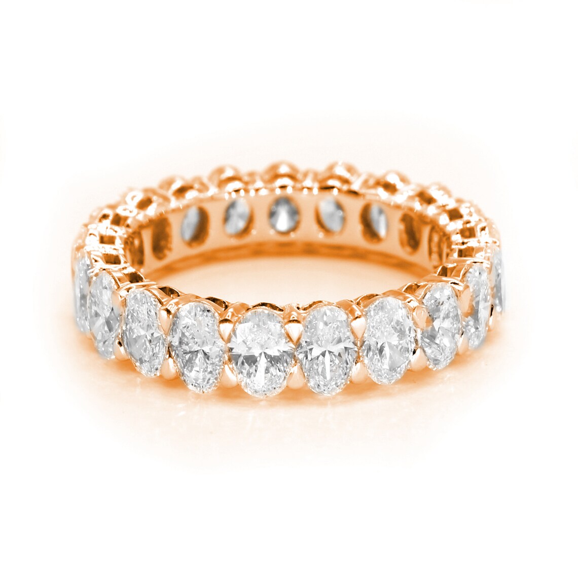 4.20 ct. Oval Diamond Wedding Band, Shared Prong Set Diamond Eternity Ring-VIRABYANI