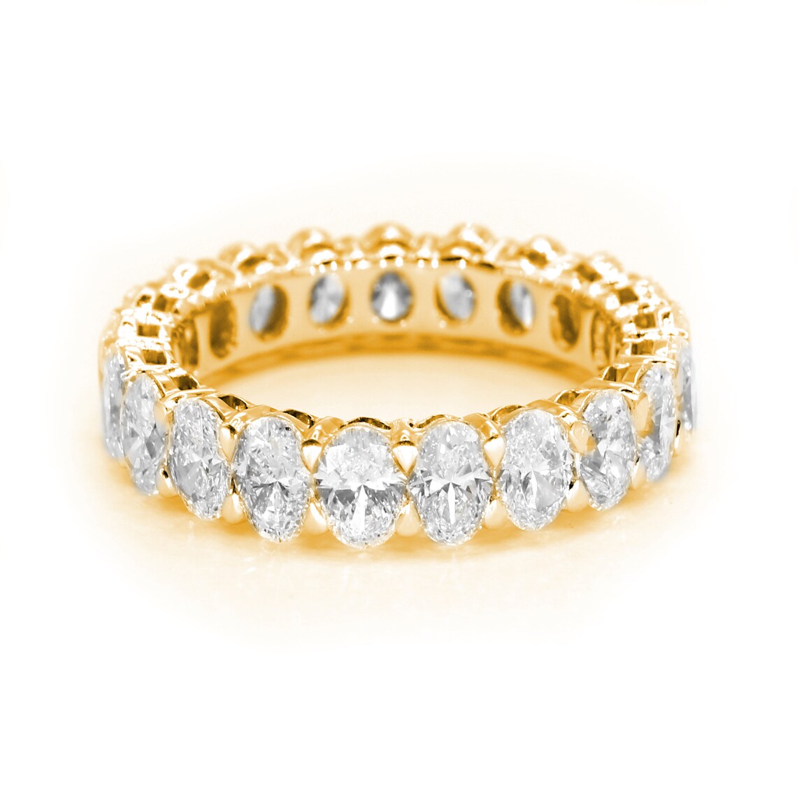 4.20 ct. Oval Diamond Wedding Band, Shared Prong Set Diamond Eternity Ring-VIRABYANI