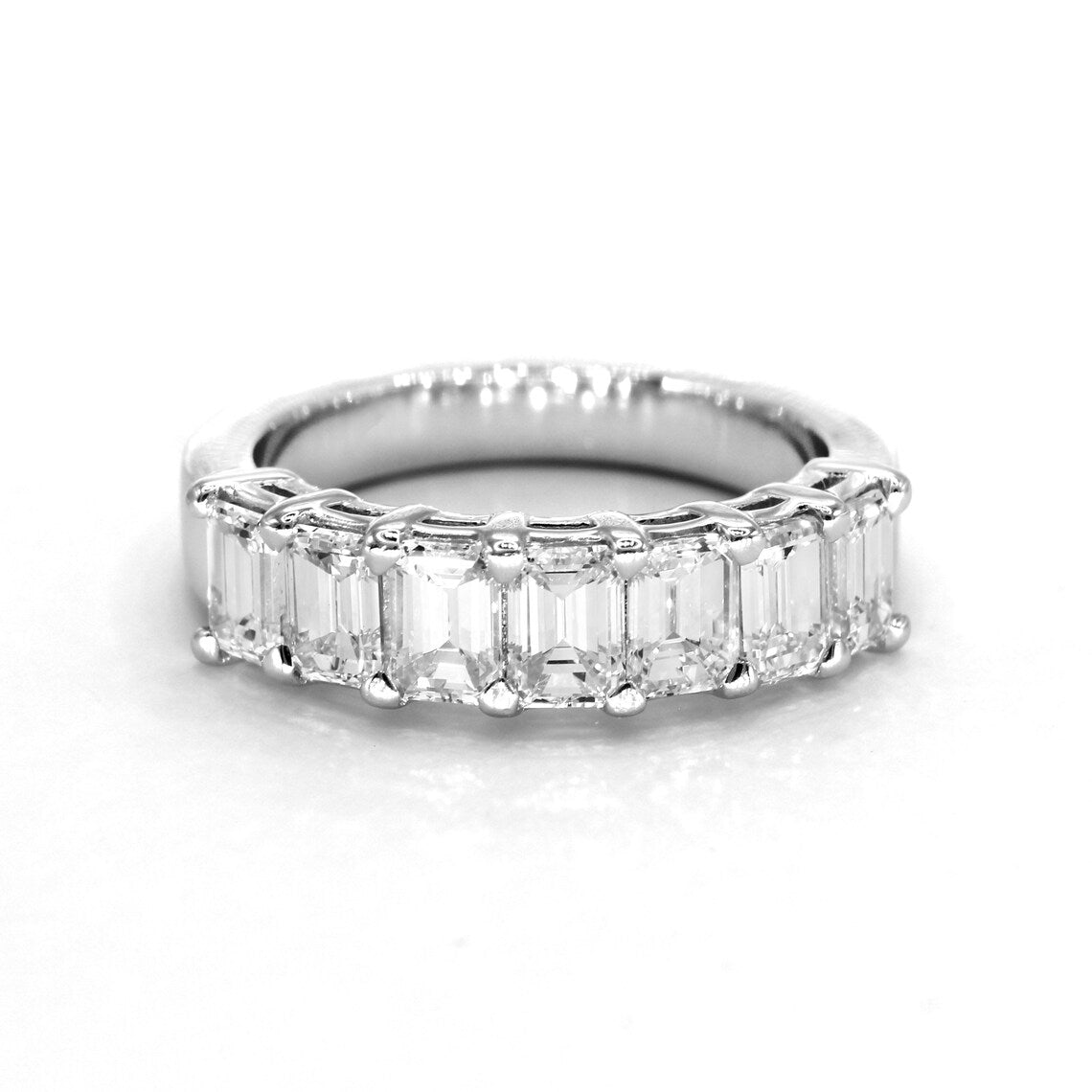 2.17 ct. Emerald Cut Diamond Wedding Band, 7 Stone Ring Anniversary Ring-VIRABYANI