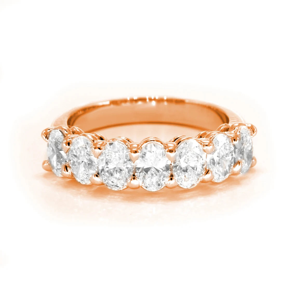 1.88 ct. Oval Diamond Wedding Ring , Shared Prong Set 7 Stone Band-VIRABYANI