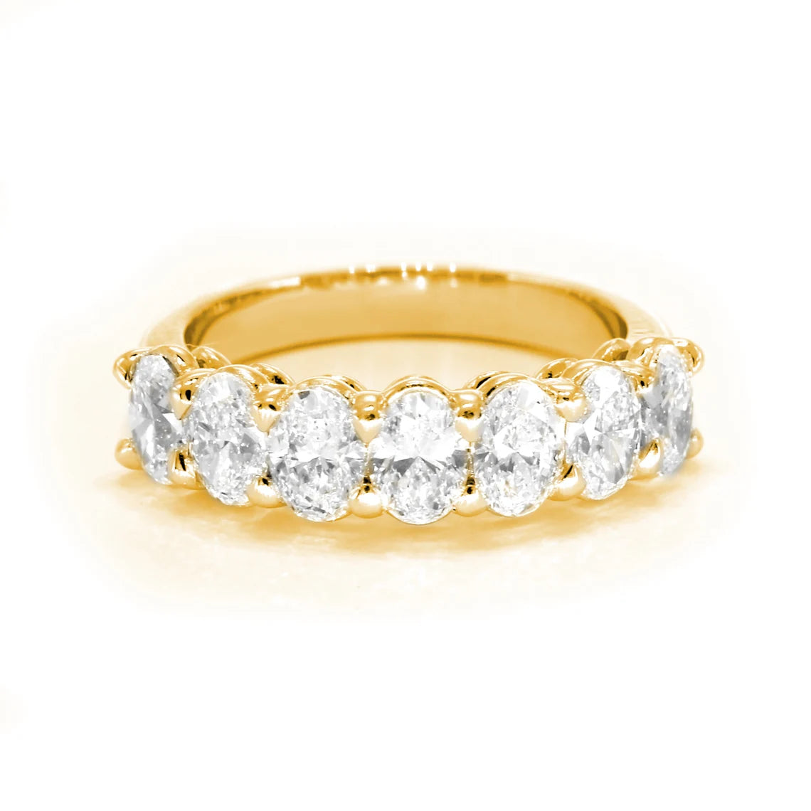 1.88 ct. Oval Diamond Wedding Ring , Shared Prong Set 7 Stone Band-VIRABYANI