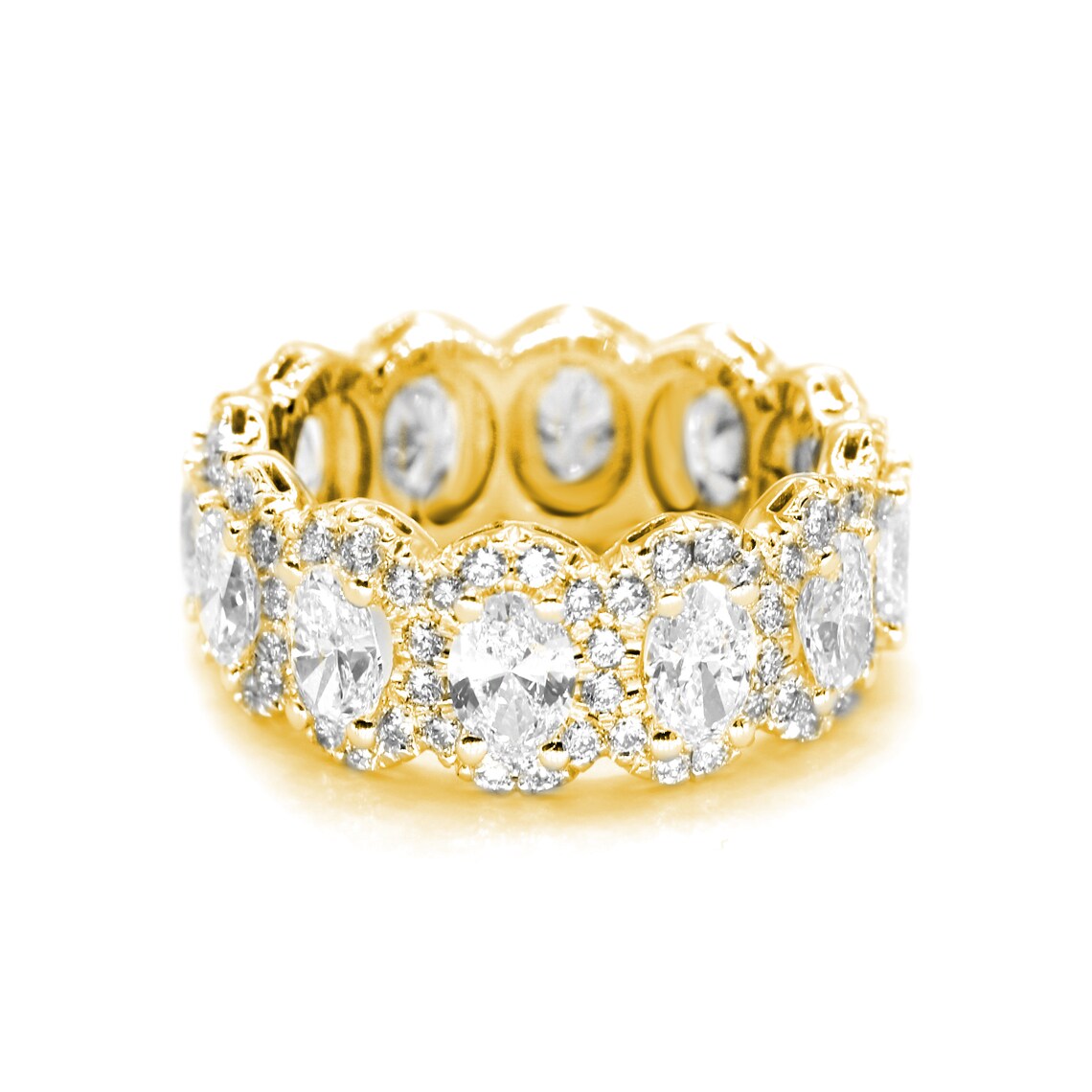 4.5 ctw. Oval and Round Diamond Eternity Band, Oval Diamond Halo Accent Eternity Ring-VIRABYANI