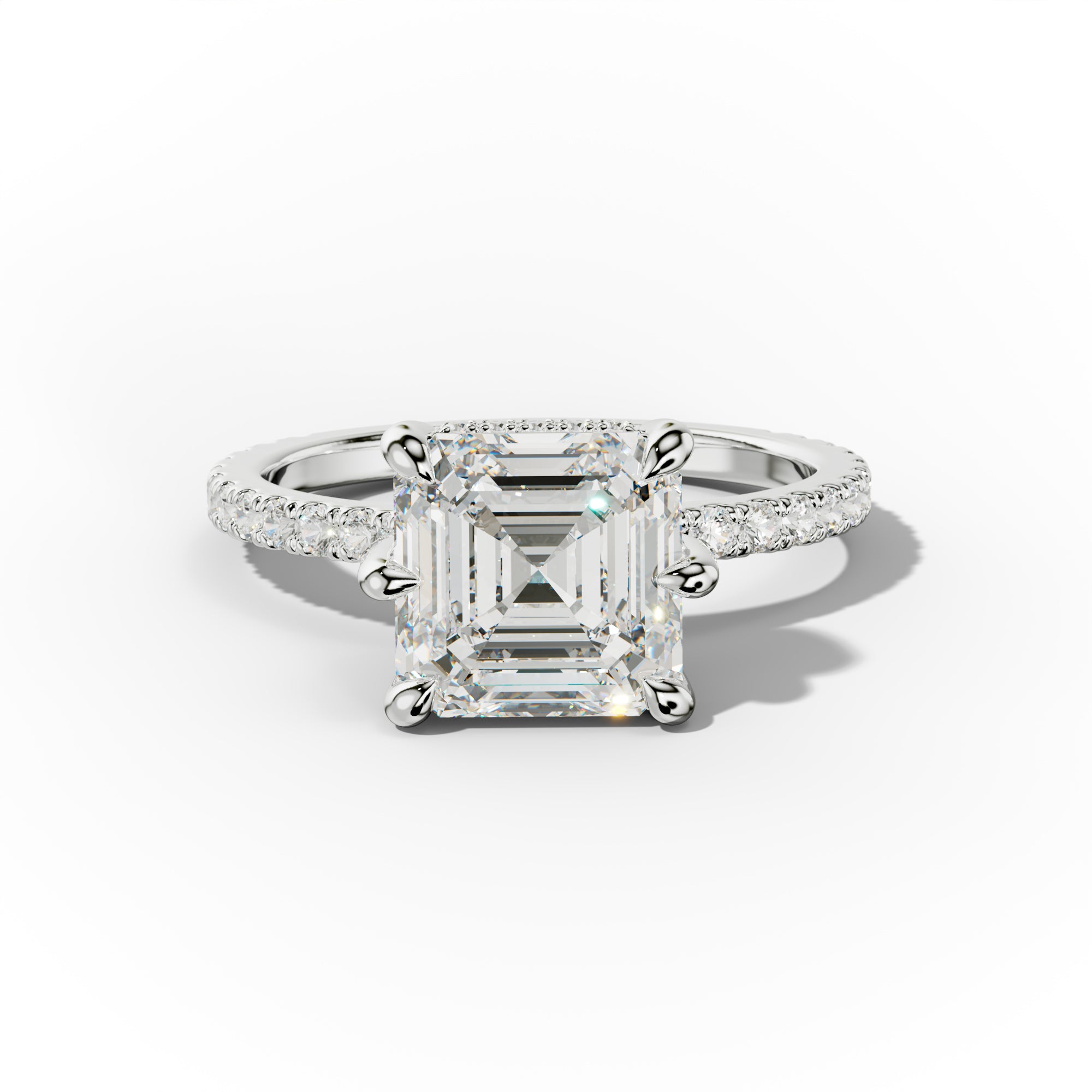 Chloe Six Prong Asscher Cut Diamond Engagement Ring