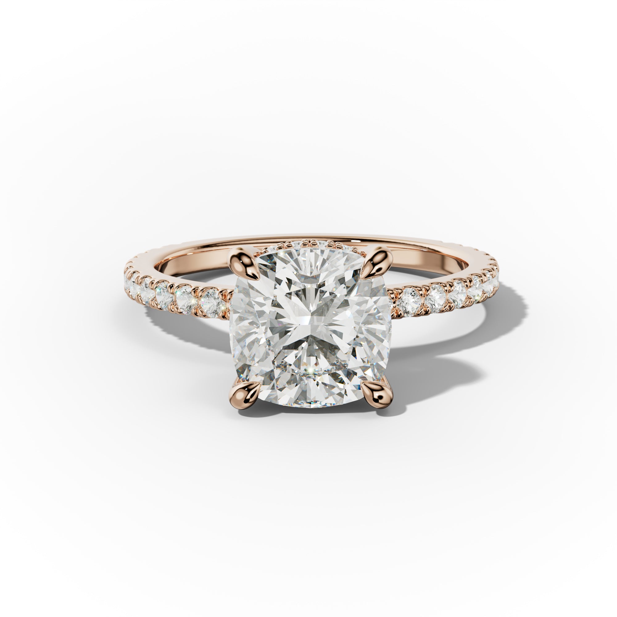 Emily Cushion Cut Diamond Engagement Ring With Hidden Halo