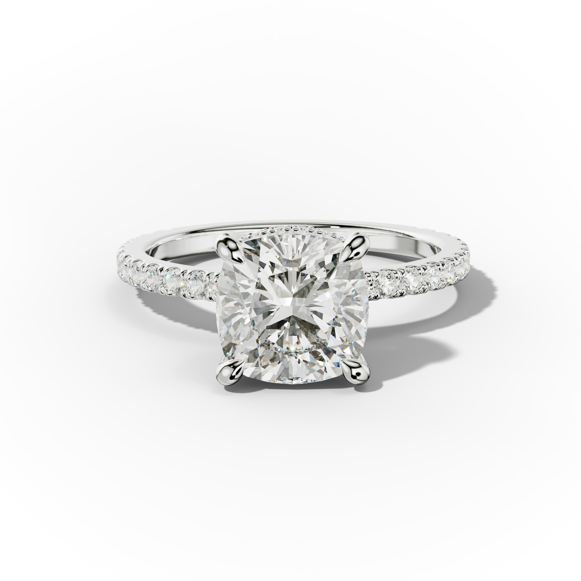 Emily Cushion Cut Diamond Engagement Ring With Hidden Halo