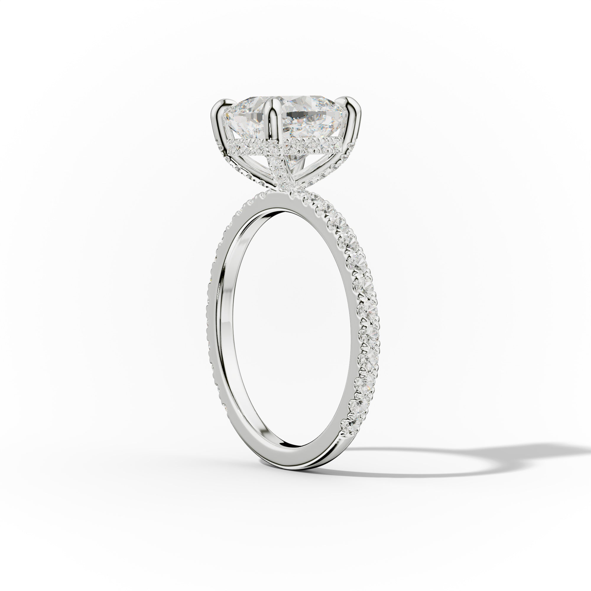 Emily Cushion Cut Diamond Engagement Ring With Hidden Halo