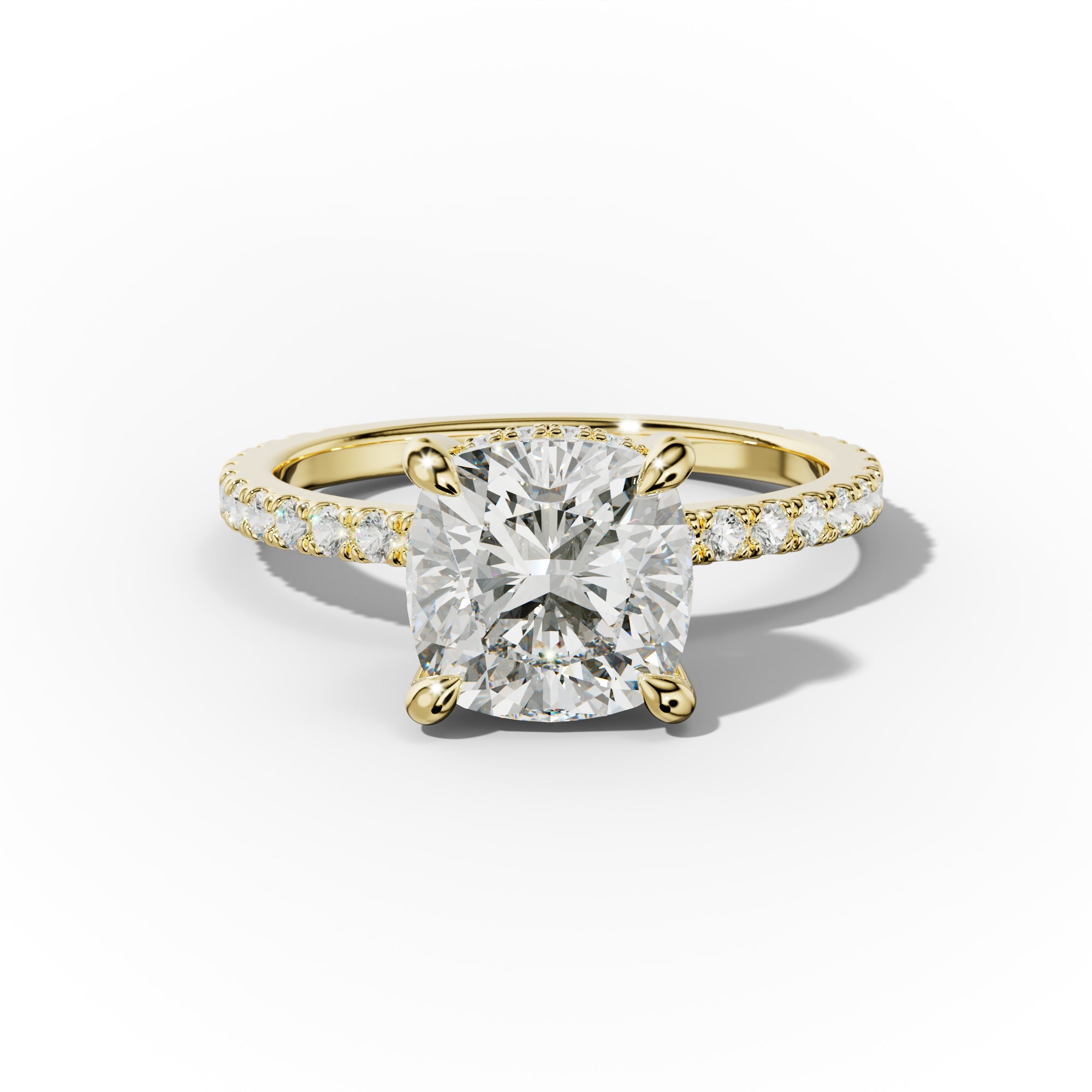 Emily Cushion Cut Diamond Engagement Ring With Hidden Halo