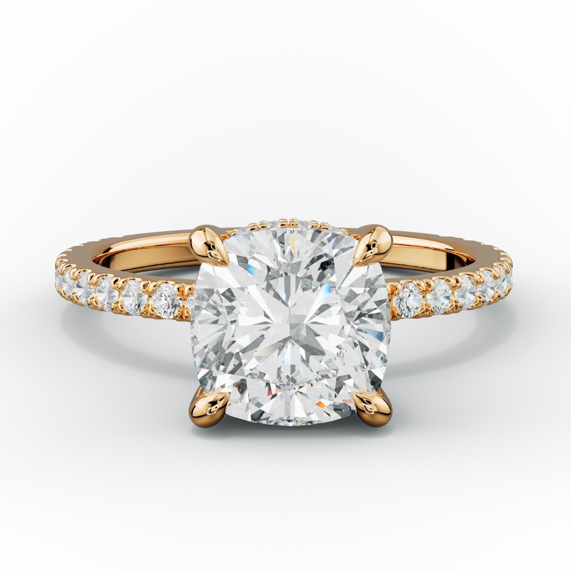 Emily Cushion Cut Diamond Engagement Ring With Hidden Halo