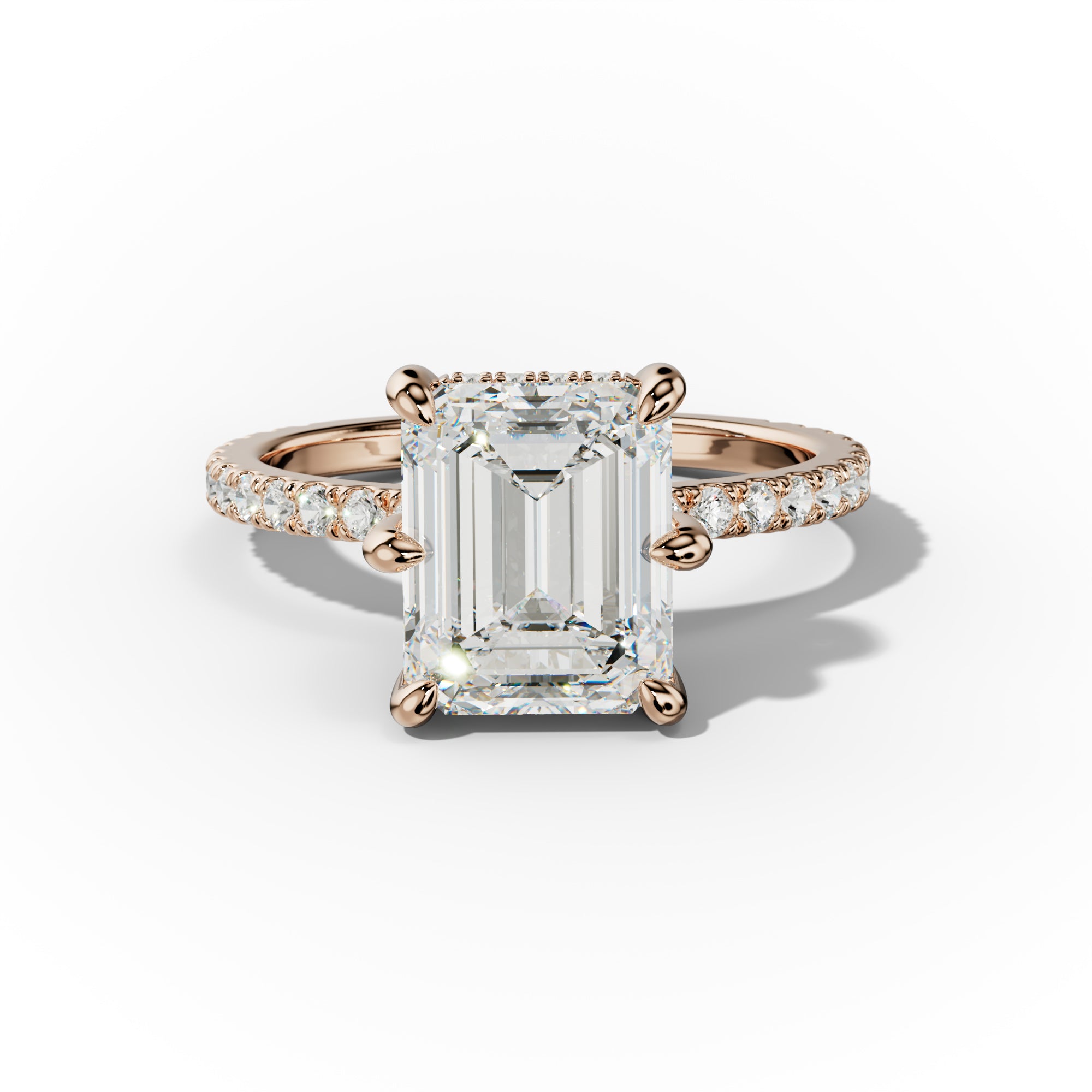 Chloe Six Prong Emerald Cut Diamond Engagement Ring