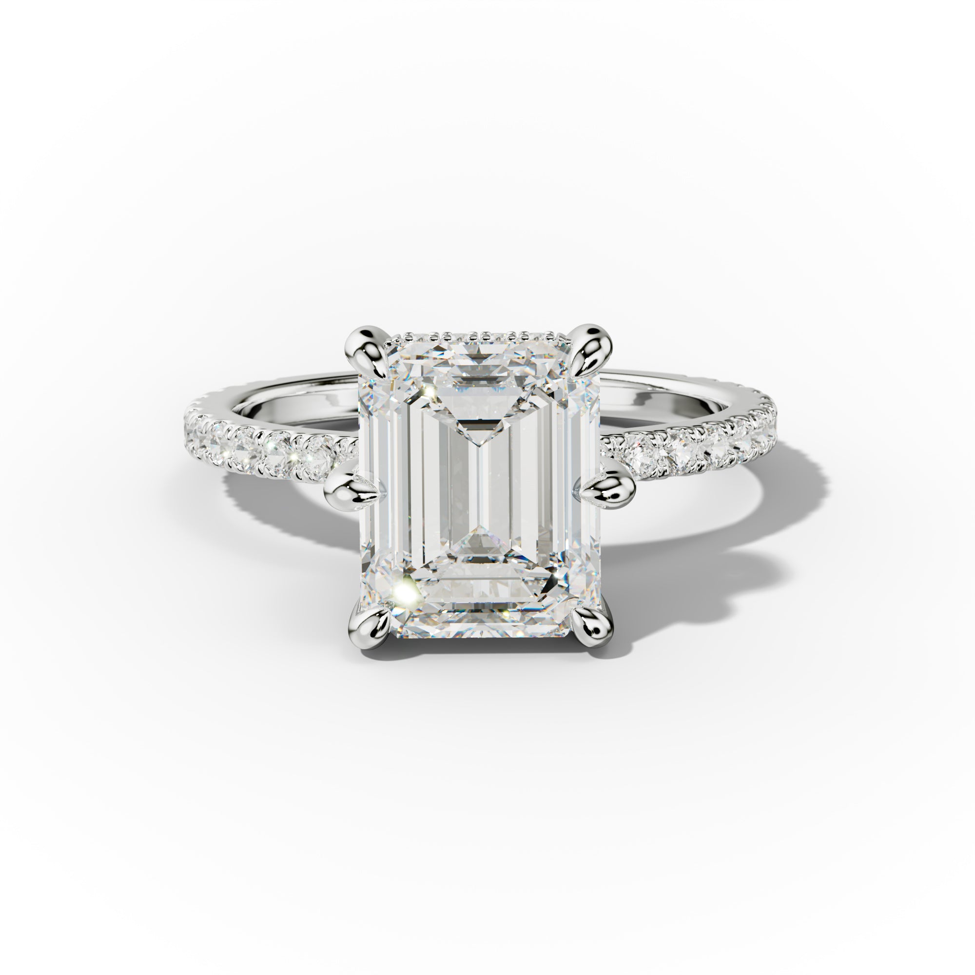 Chloe Six Prong Emerald Cut Diamond Engagement Ring