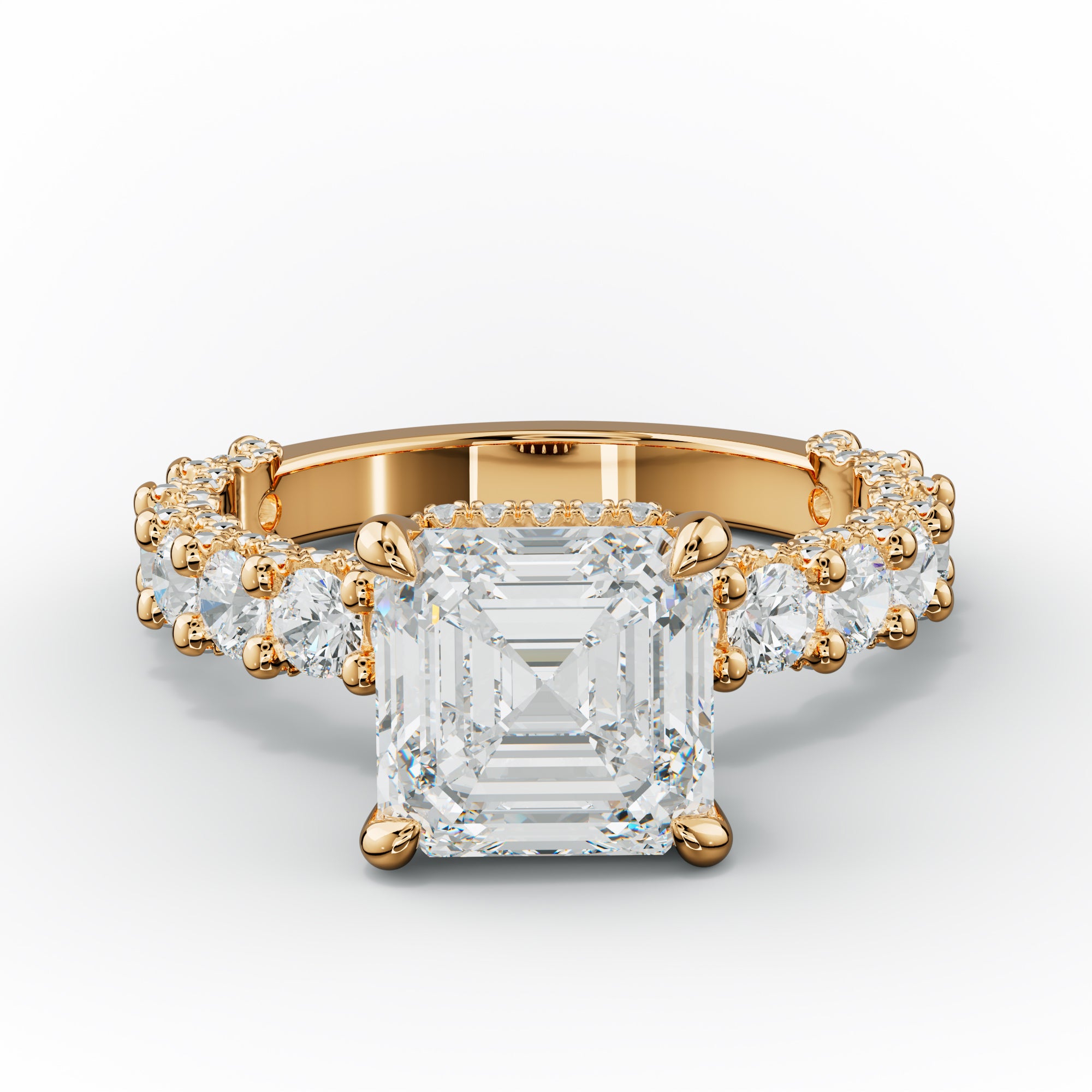 Savannah - Asscher Cut Diamond Engagement Ring With Accented Sidestones