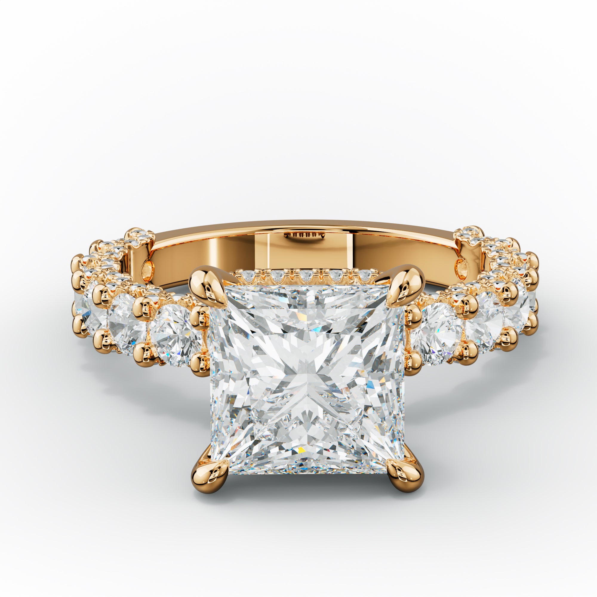 Savannah Princess Cut Diamond Engagement Ring With Accented Side stones