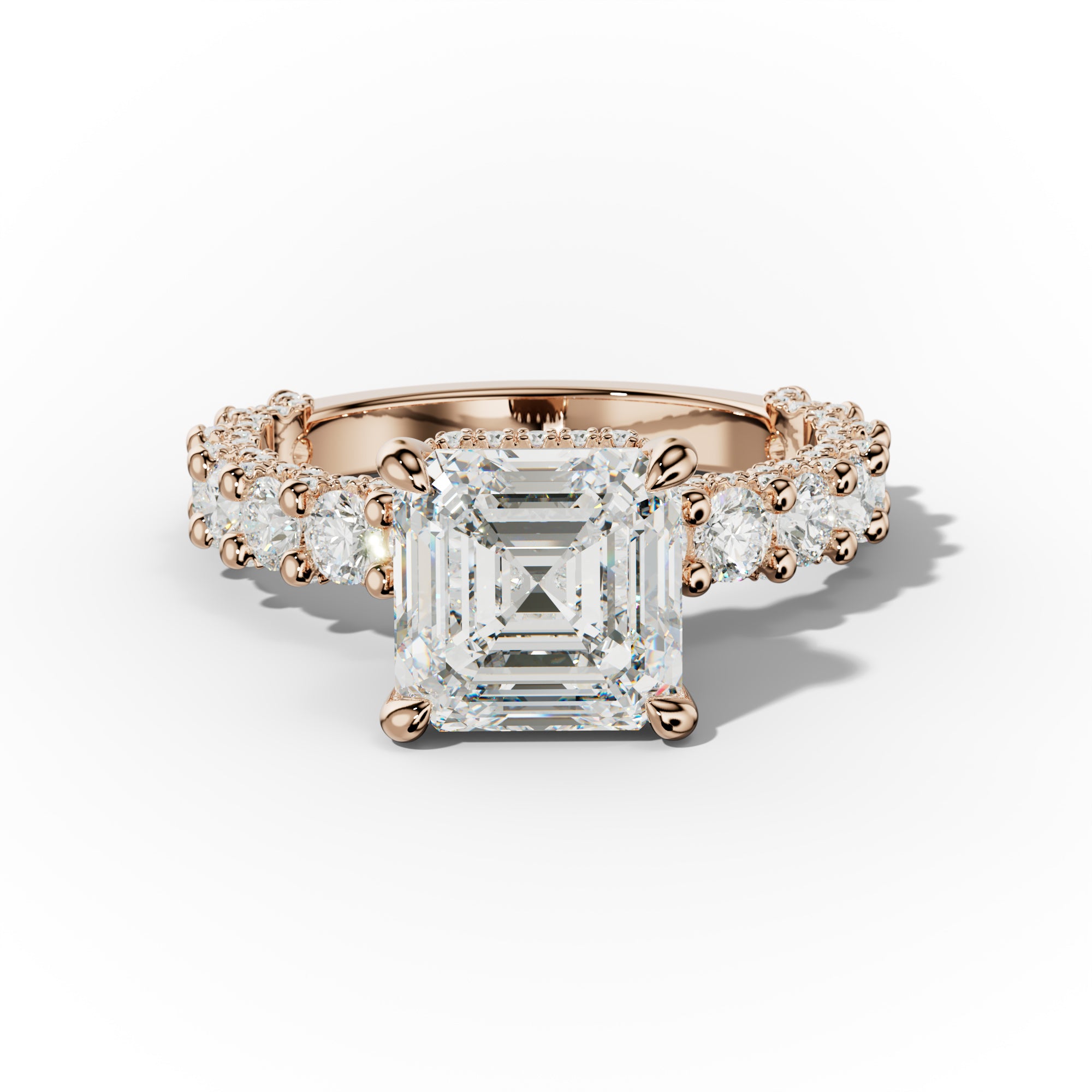Savannah - Asscher Cut Diamond Engagement Ring With Accented Sidestones