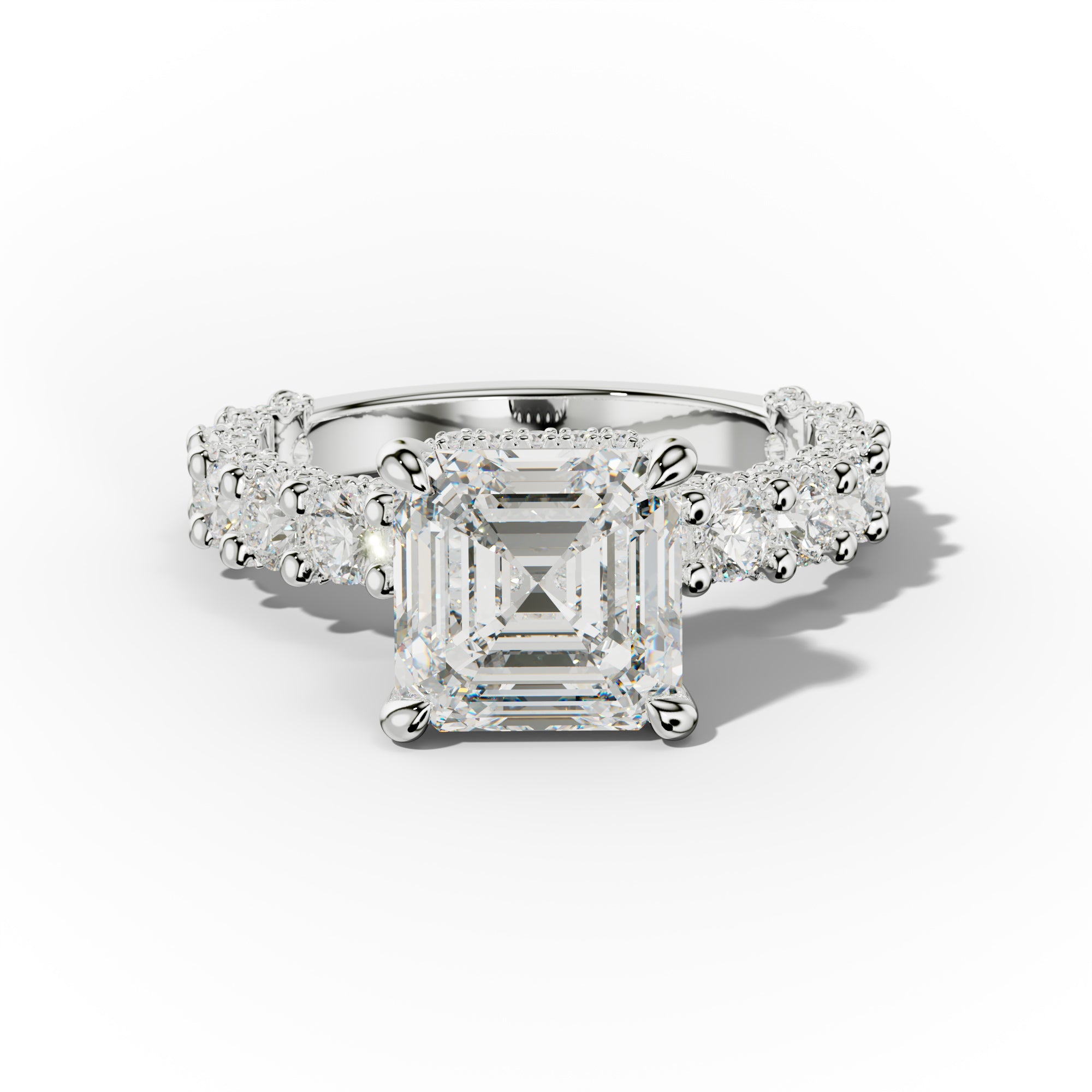 Savannah - Asscher Cut Diamond Engagement Ring With Accented Sidestones