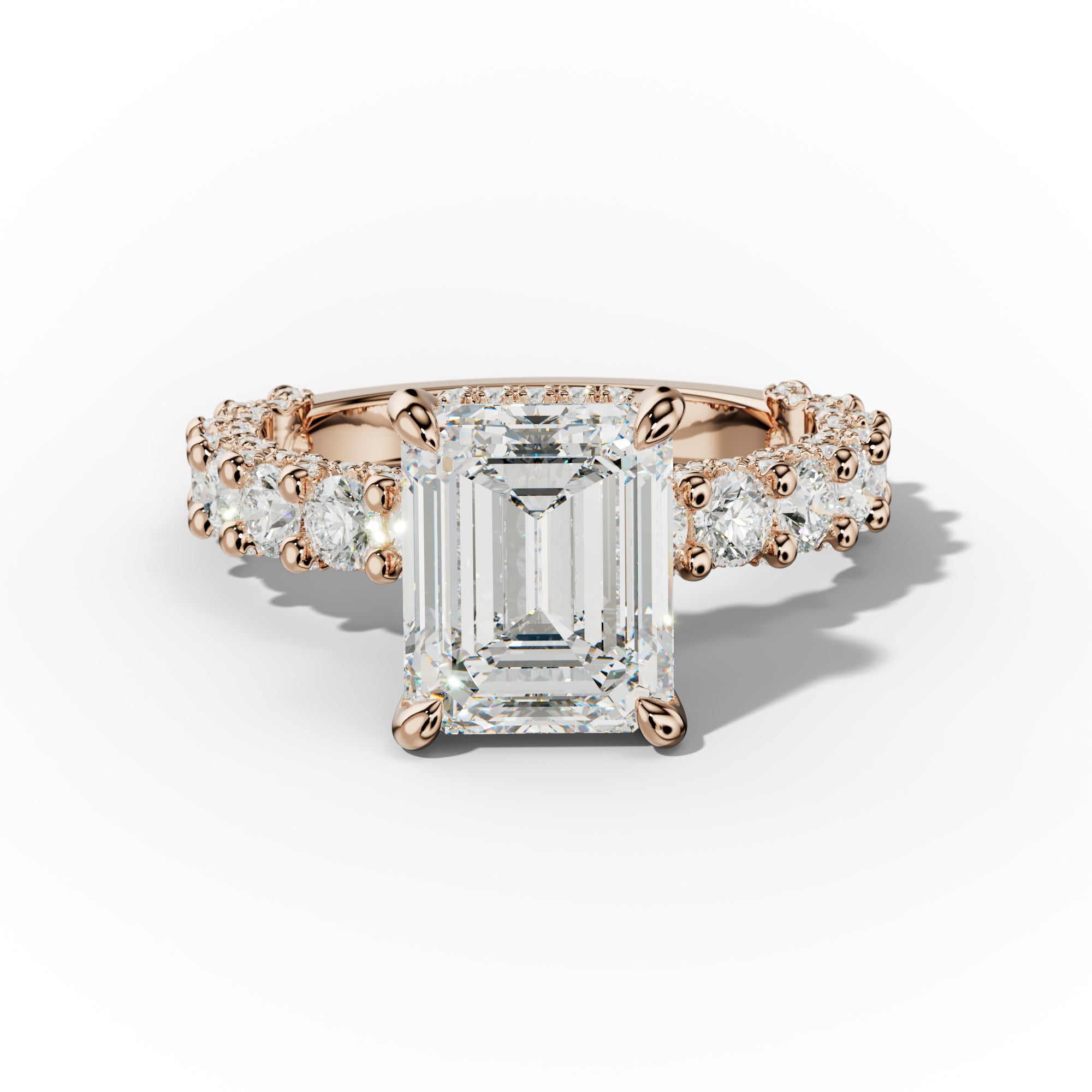 Savannah Emerald Cut Diamond Engagement Ring Accented Side Stones