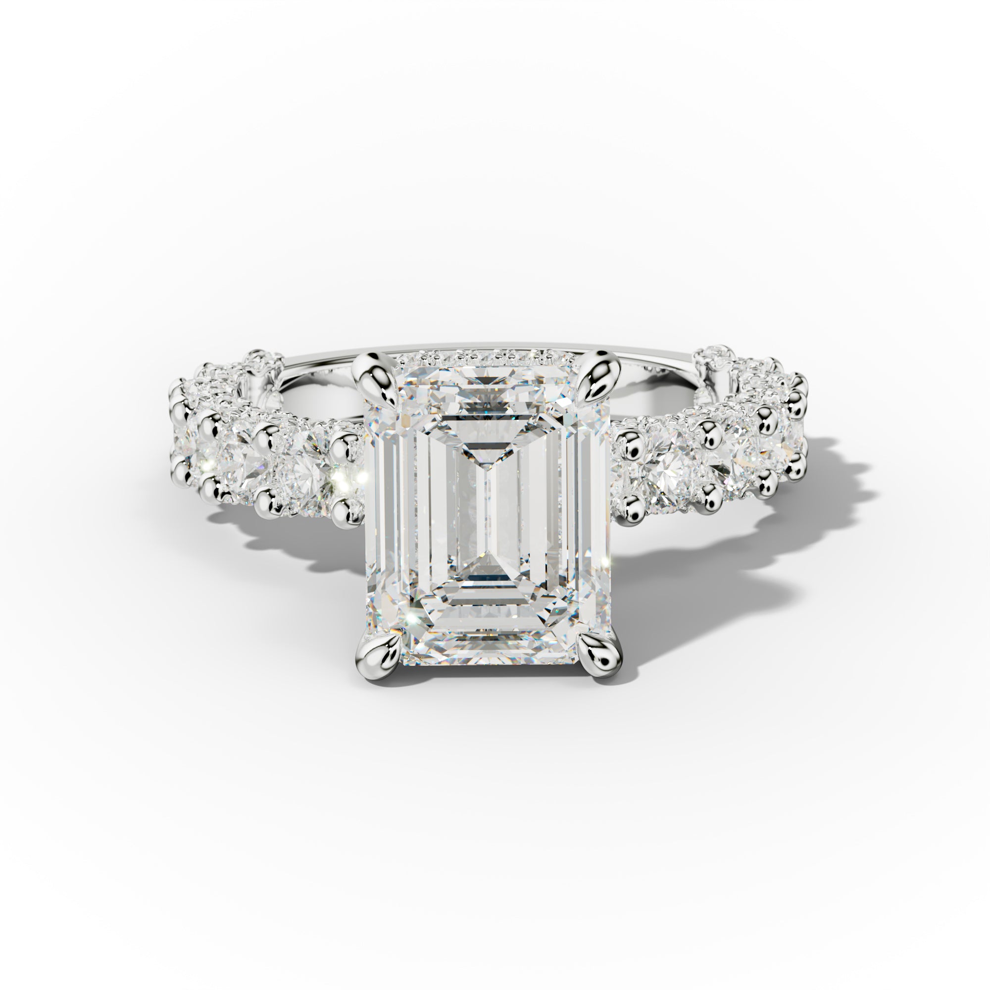 Savannah Emerald Cut Diamond Engagement Ring Accented Side Stones