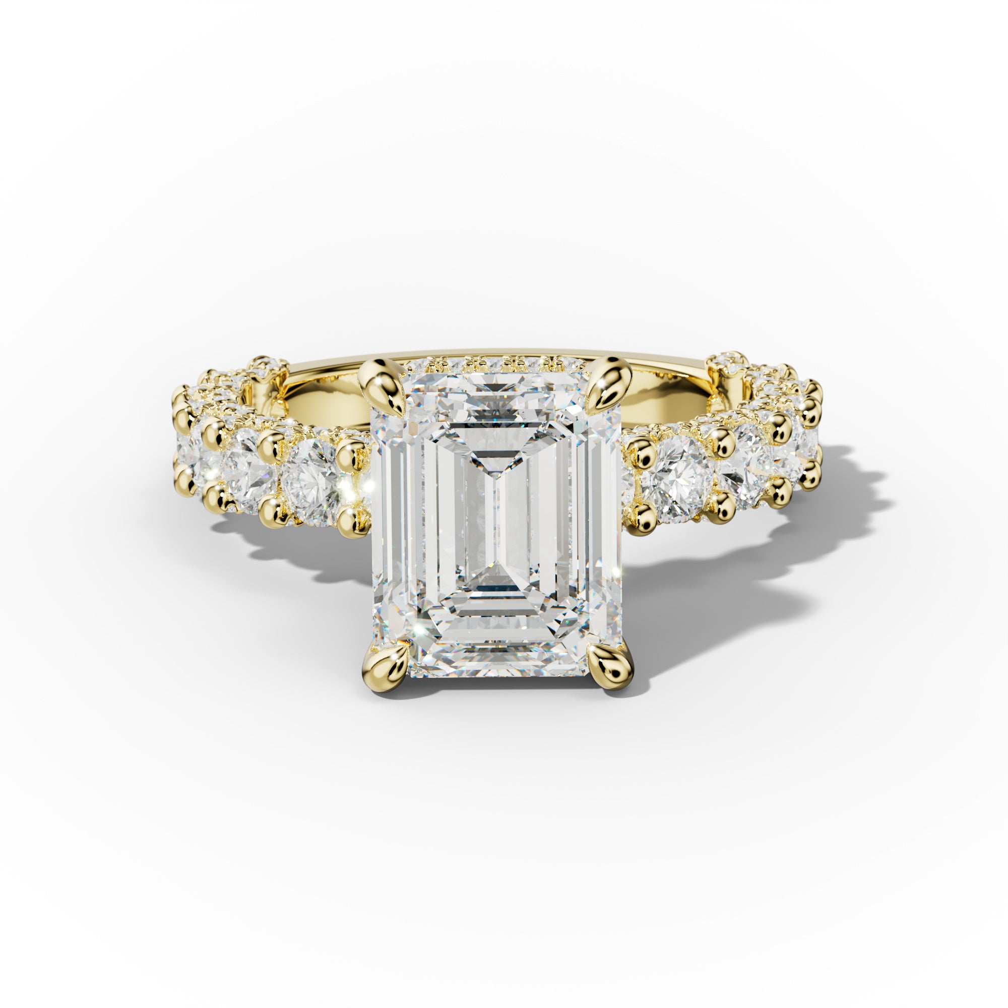 Savannah Emerald Cut Diamond Engagement Ring Accented Side Stones