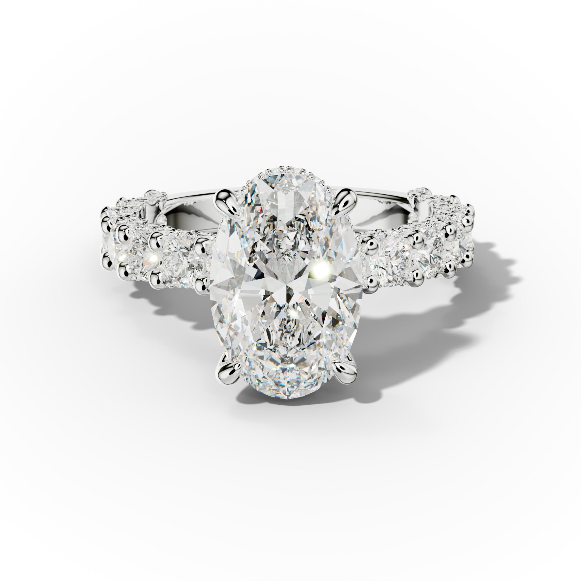 Savannah Oval Diamond Engagement Ring With Accented Side stones