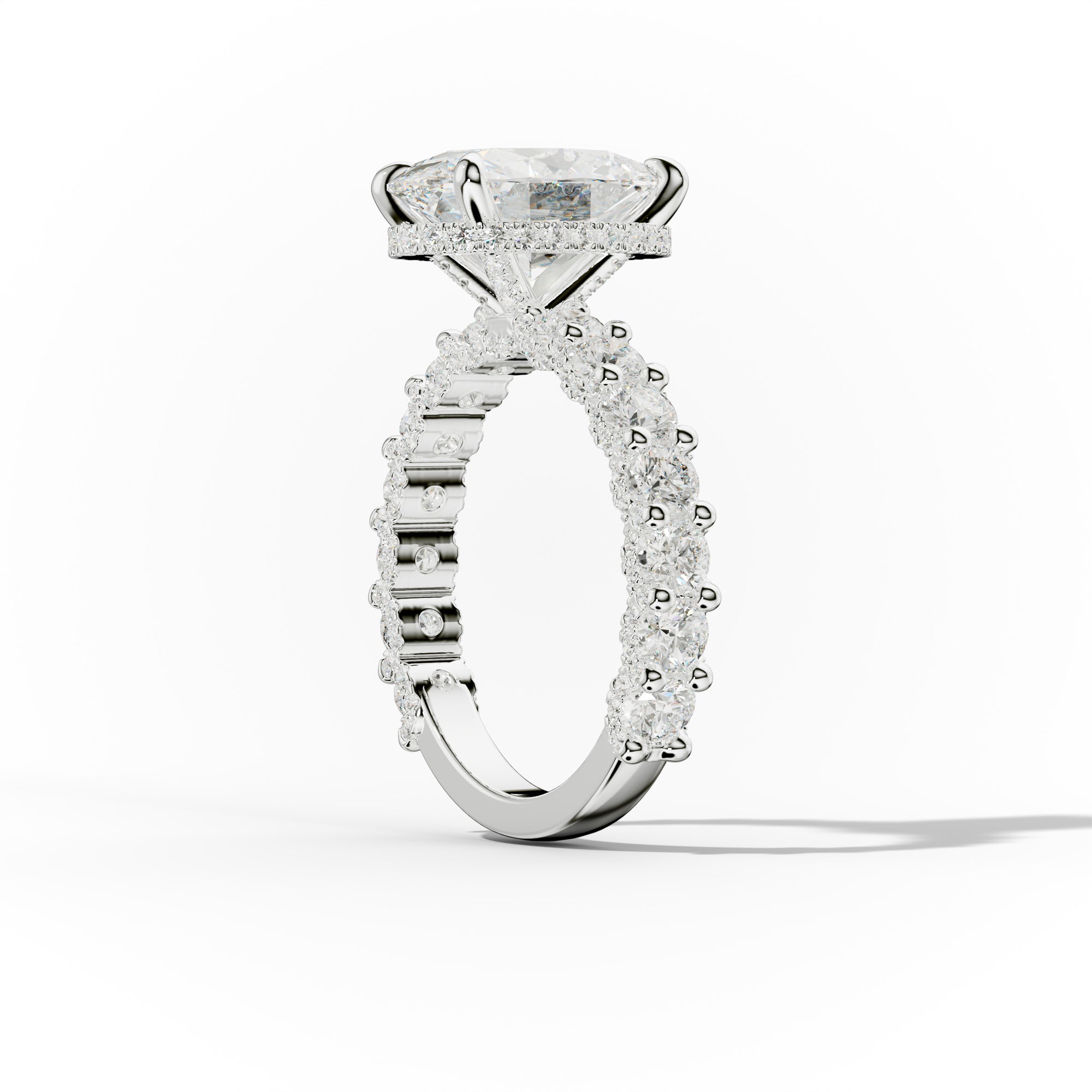 Savannah Oval Diamond Engagement Ring With Accented Side stones
