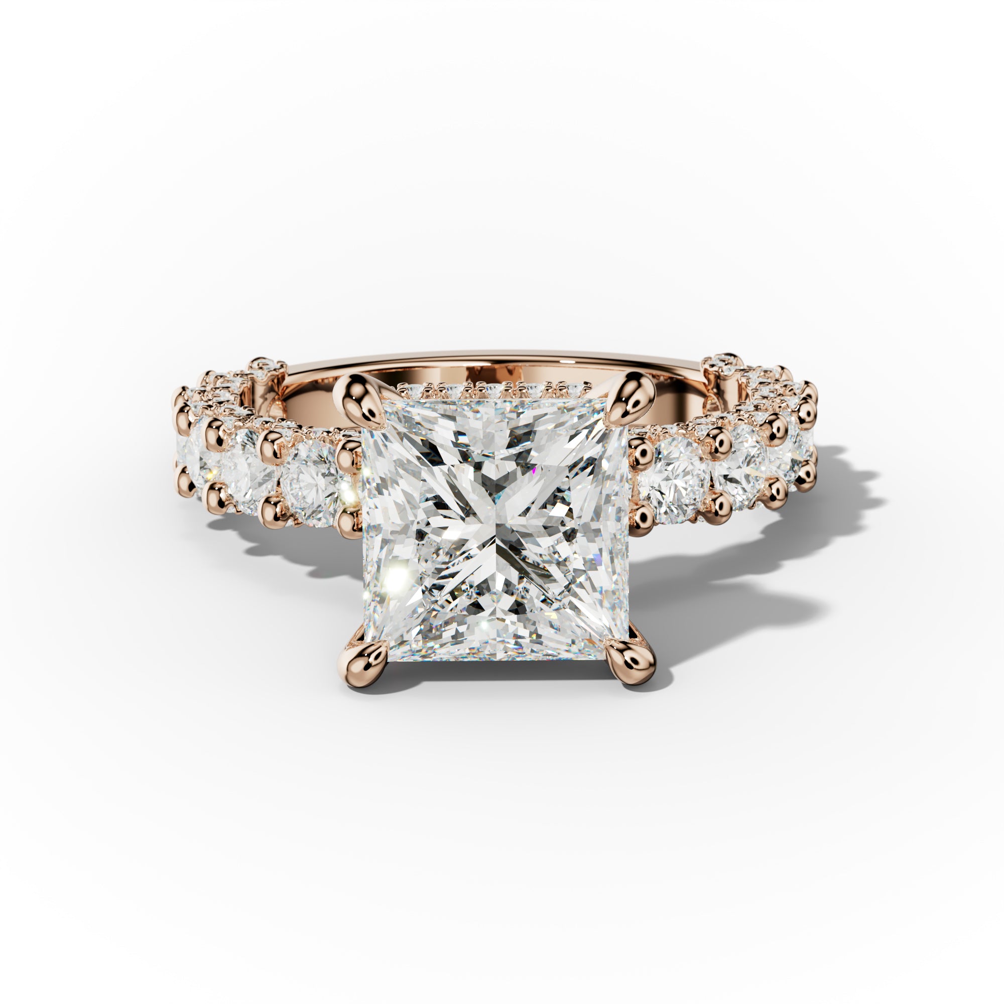 Savannah Princess Cut Diamond Engagement Ring With Accented Side stones