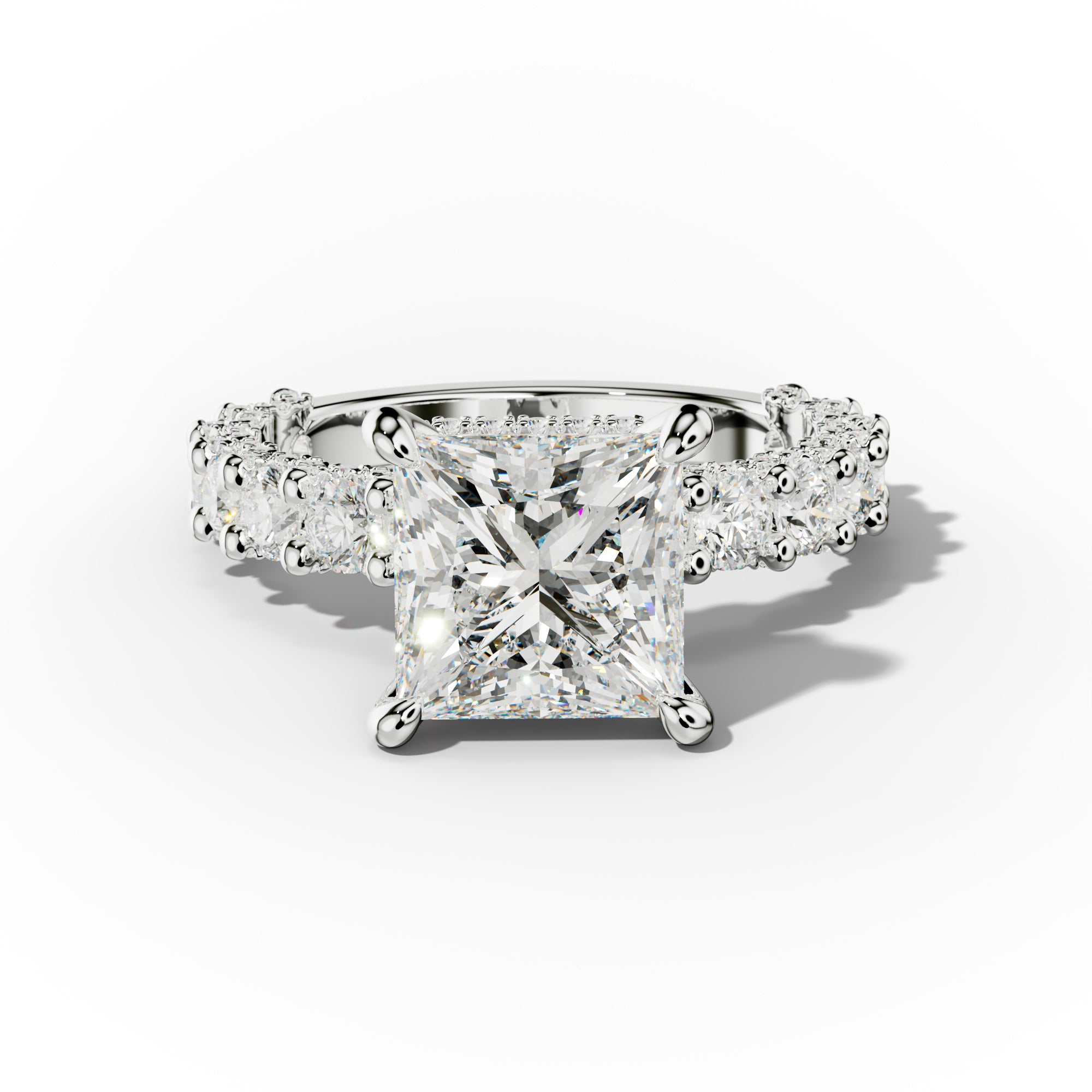 Savannah Princess Cut Diamond Engagement Ring With Accented Side stones