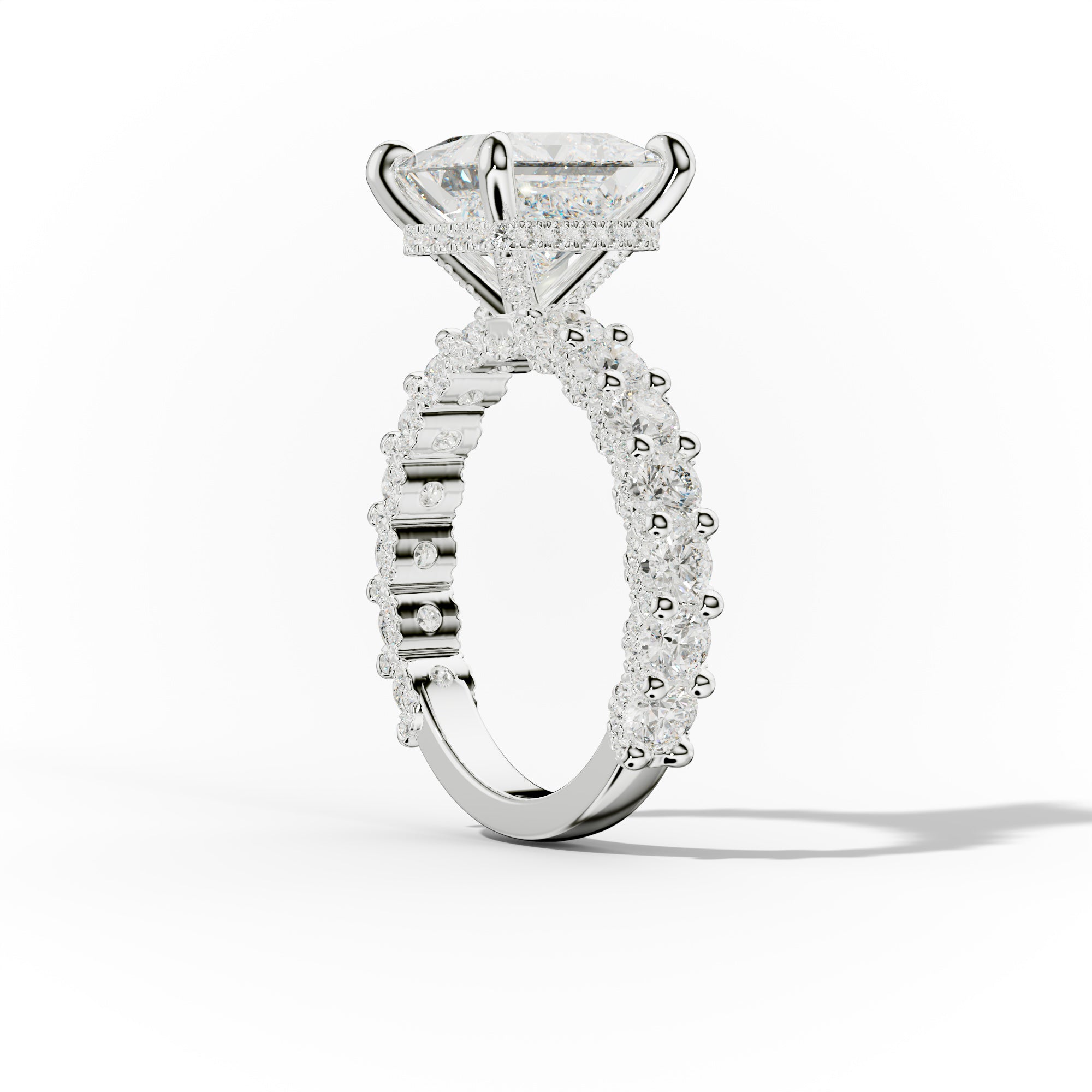 Savannah Princess Cut Diamond Engagement Ring With Accented Side stones