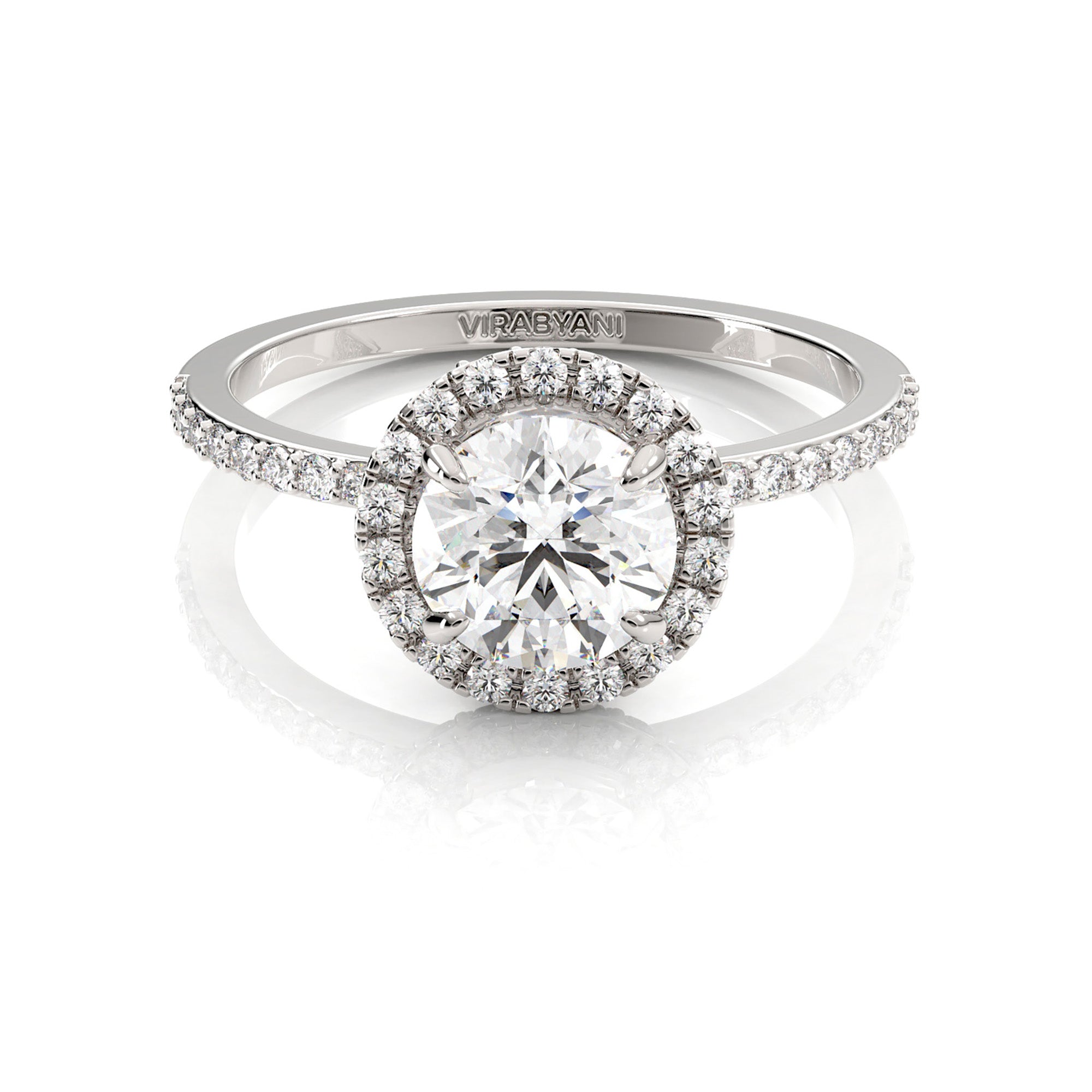 Valentina Round Diamond Halo Engagement Ring-VIRABYANI