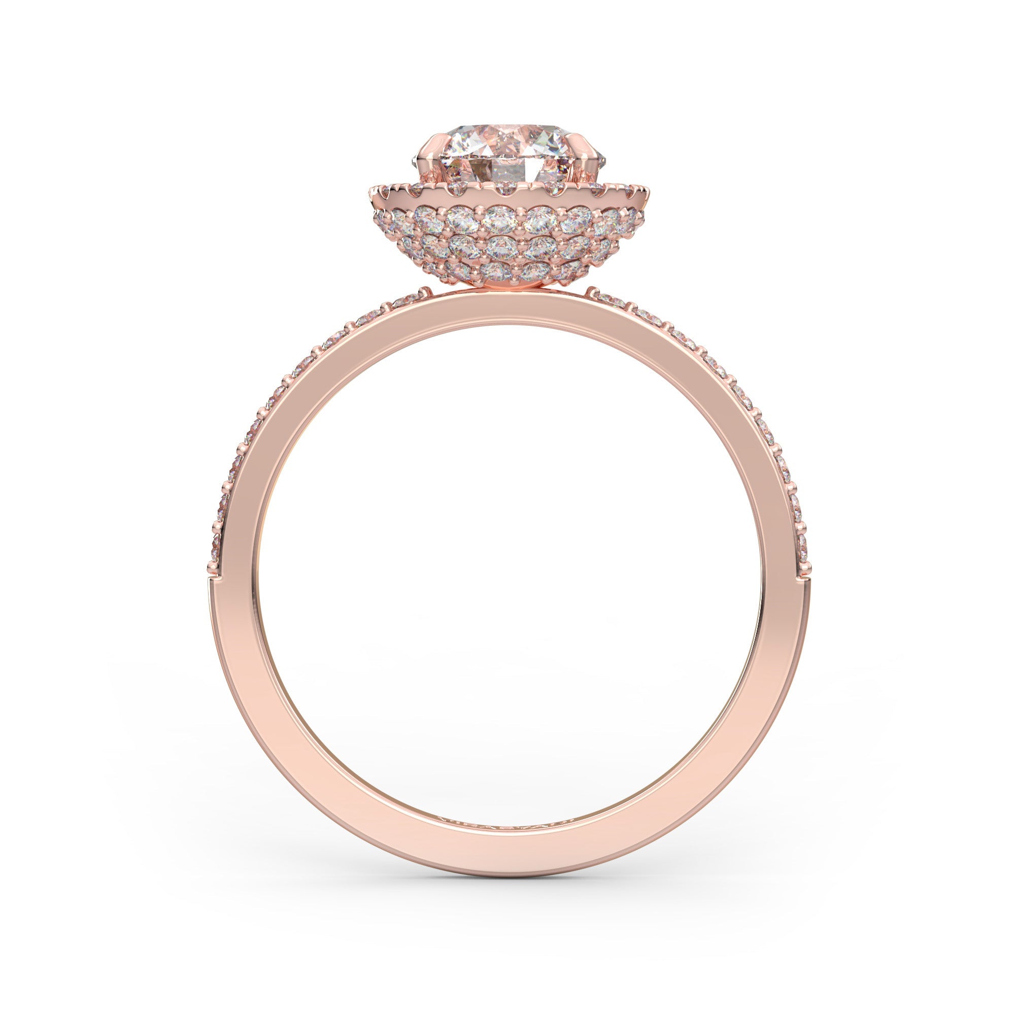 Valentina Round Lab Grown Diamond Halo Engagement Ring IGI Certified-VIRABYANI