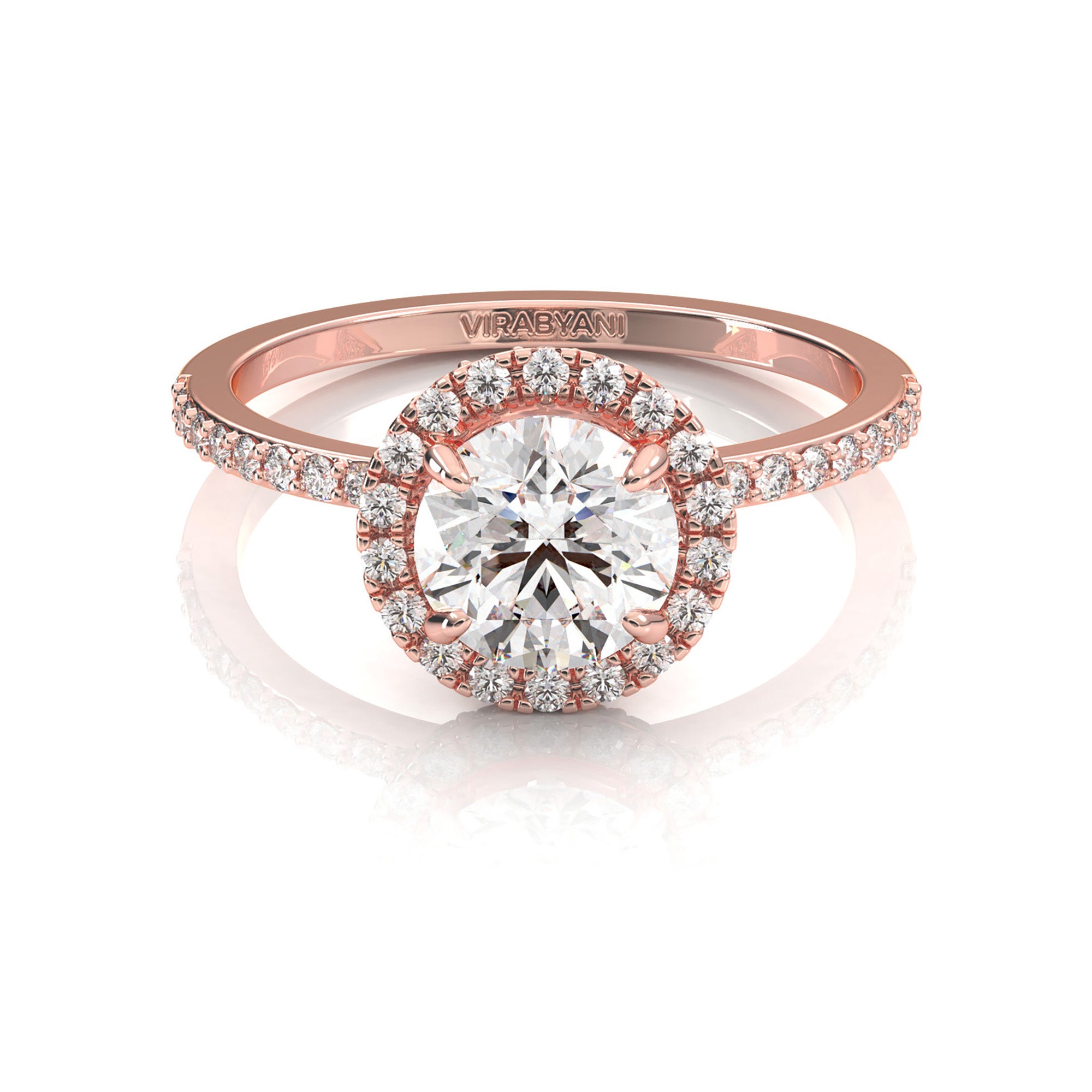 Valentina Round Diamond Halo Engagement Ring-VIRABYANI