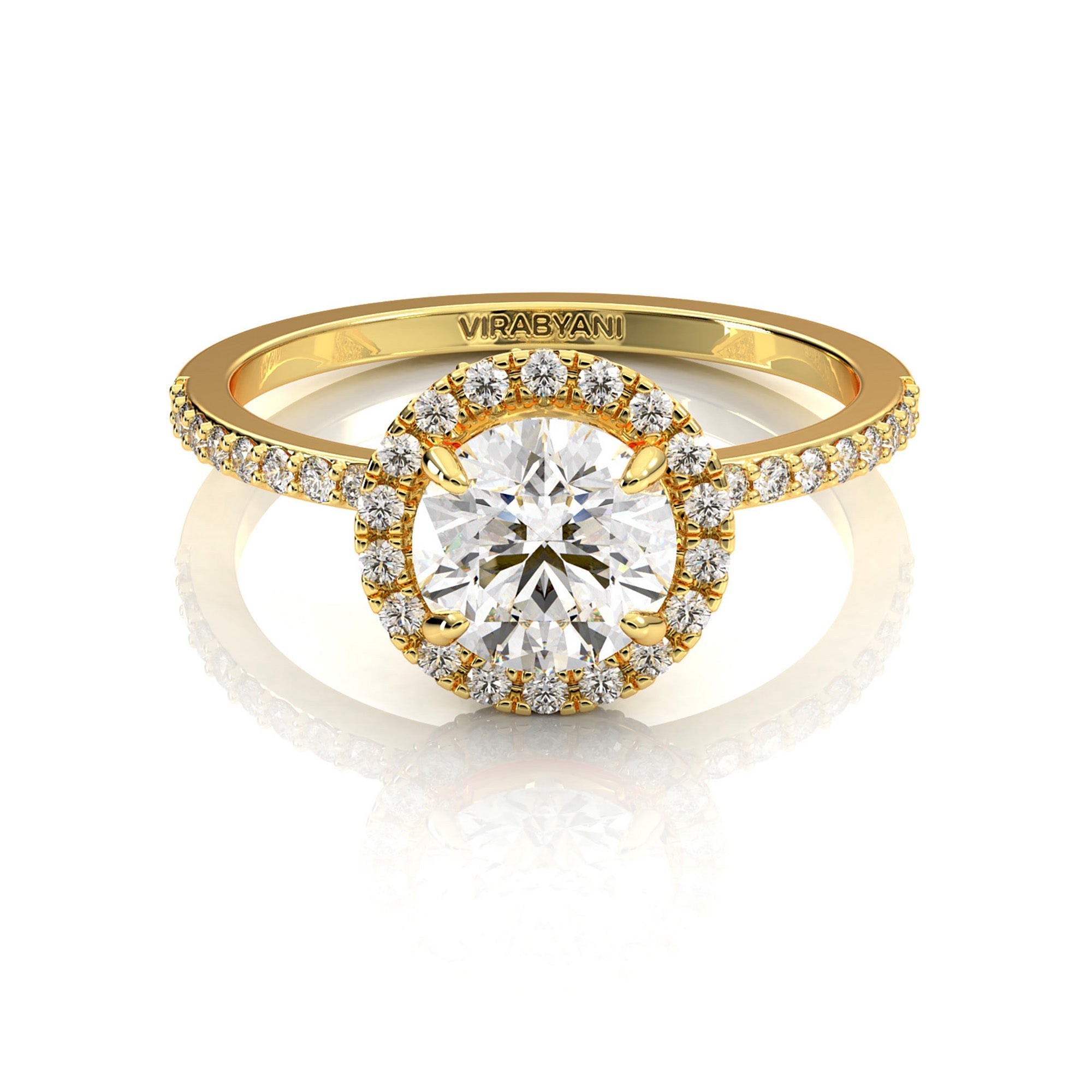Valentina Round Lab Grown Diamond Halo Engagement Ring IGI Certified
