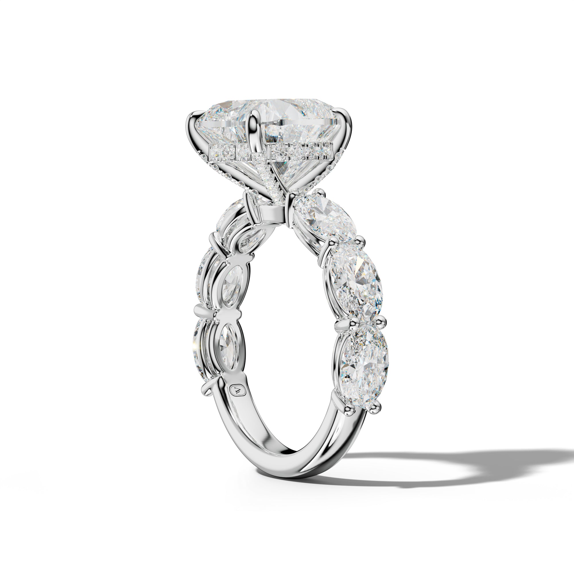 Maci Heart Diamond Engagement Ring With East West Oval Side Stones
