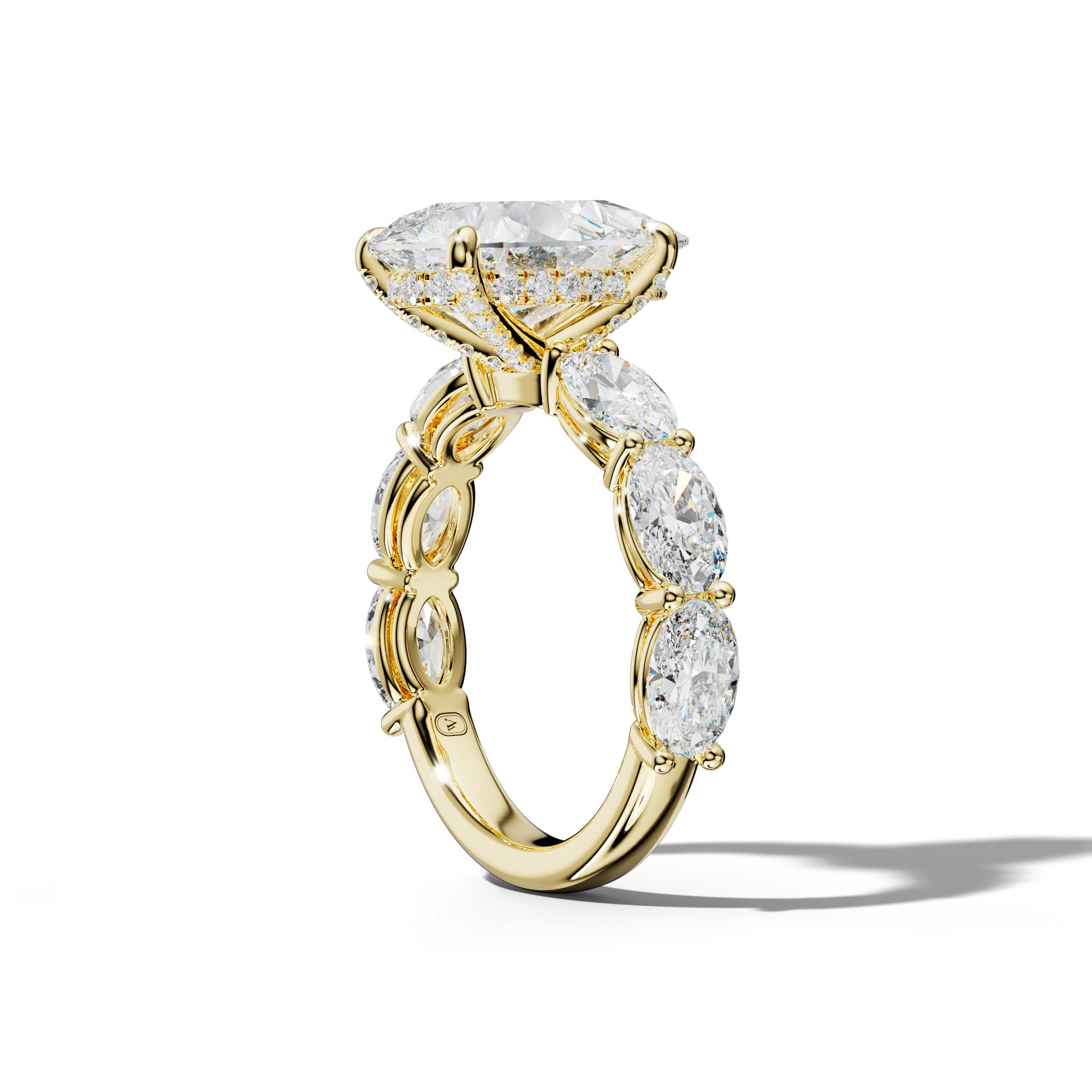 Maci Pear Shape Engagement Ring With East West Oval Side Stones