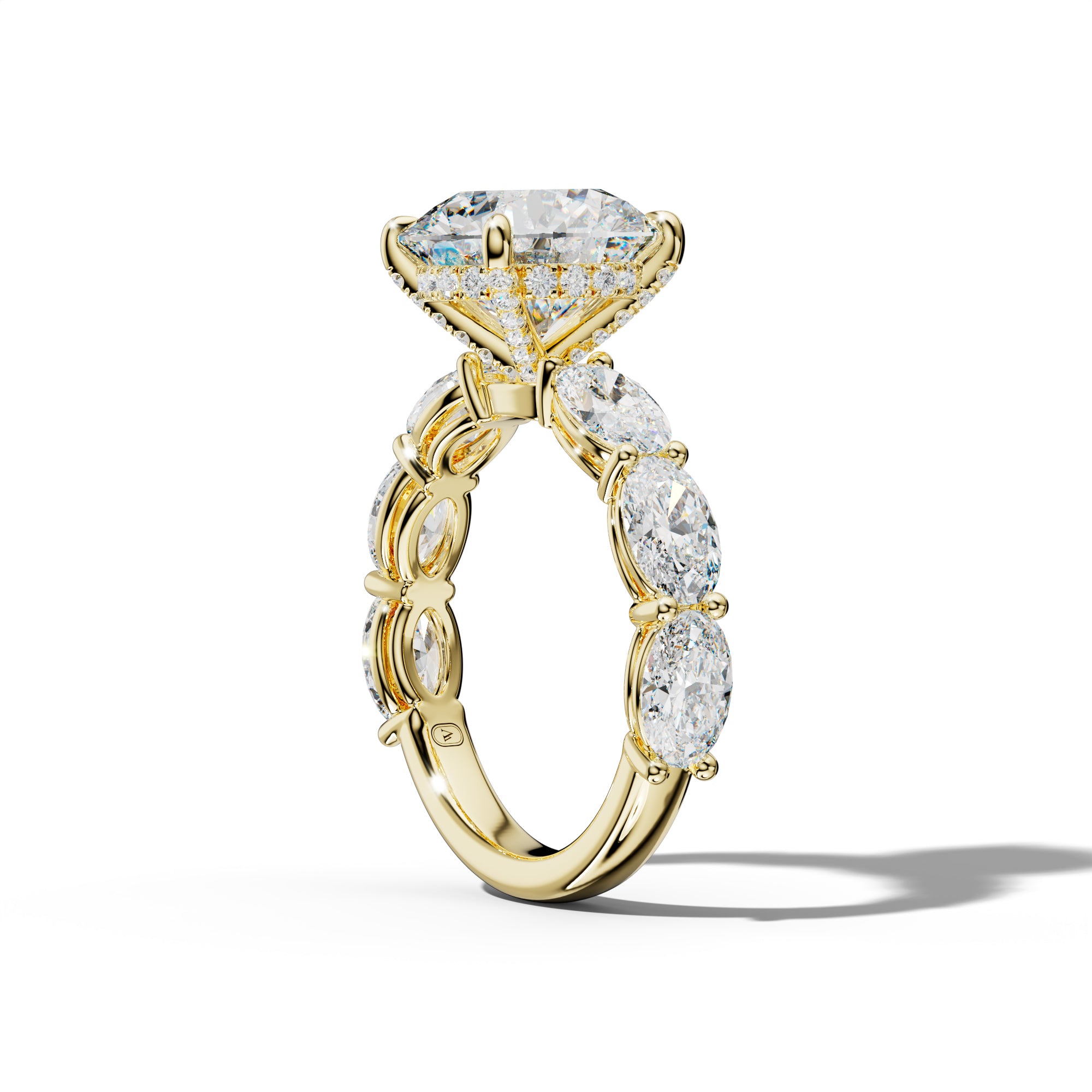Maci Round Diamond Engagement Ring With East West Oval Side Stones