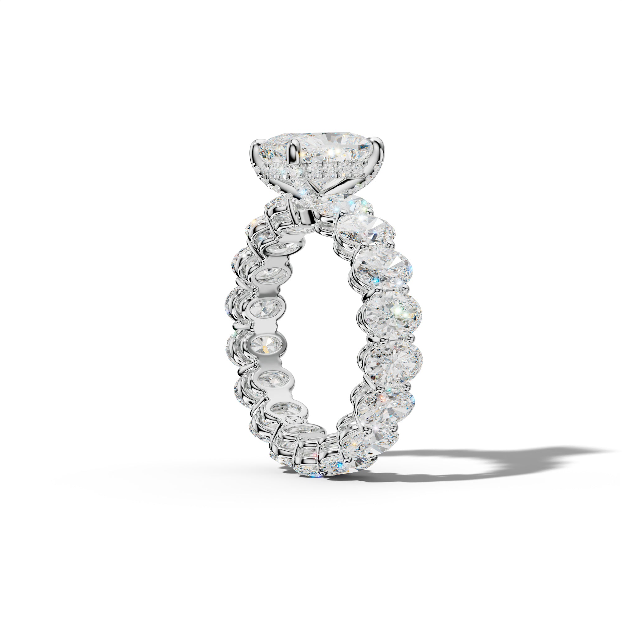 Amoura Elongated Cushion Diamond Engagement Ring With Oval Side Stones