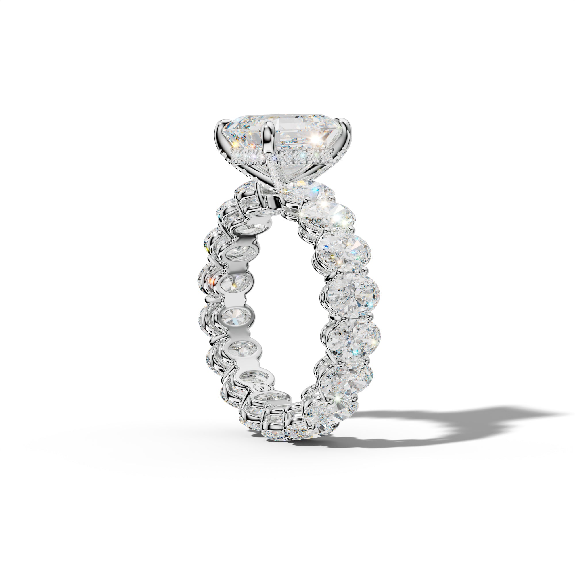 Amoura Asscher Diamond Engagement Ring With Oval Side Stones