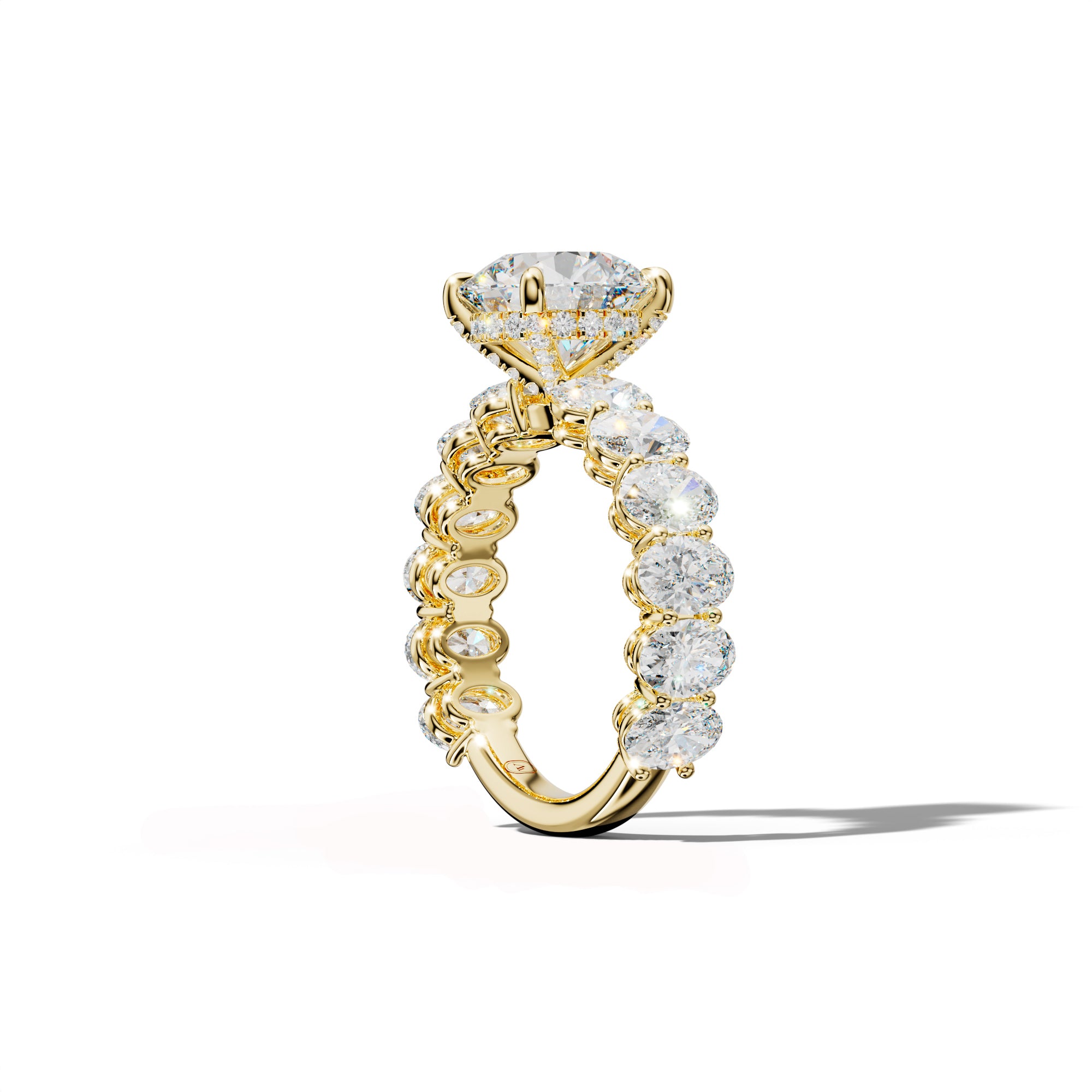 Saylor Round Diamond Engagement Ring With Oval Side Stones